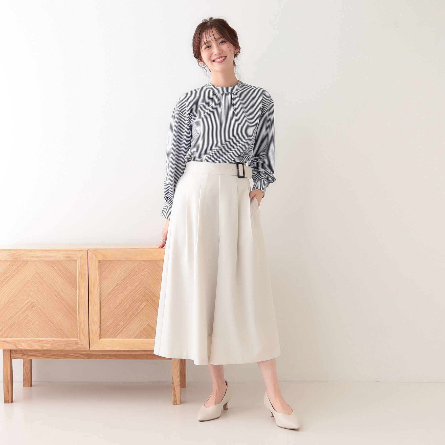 SHOO･LA･RUE「【S-LL/体型カバー】オンオフ兼用 ベルト風ガウチョパンツ」|その他|