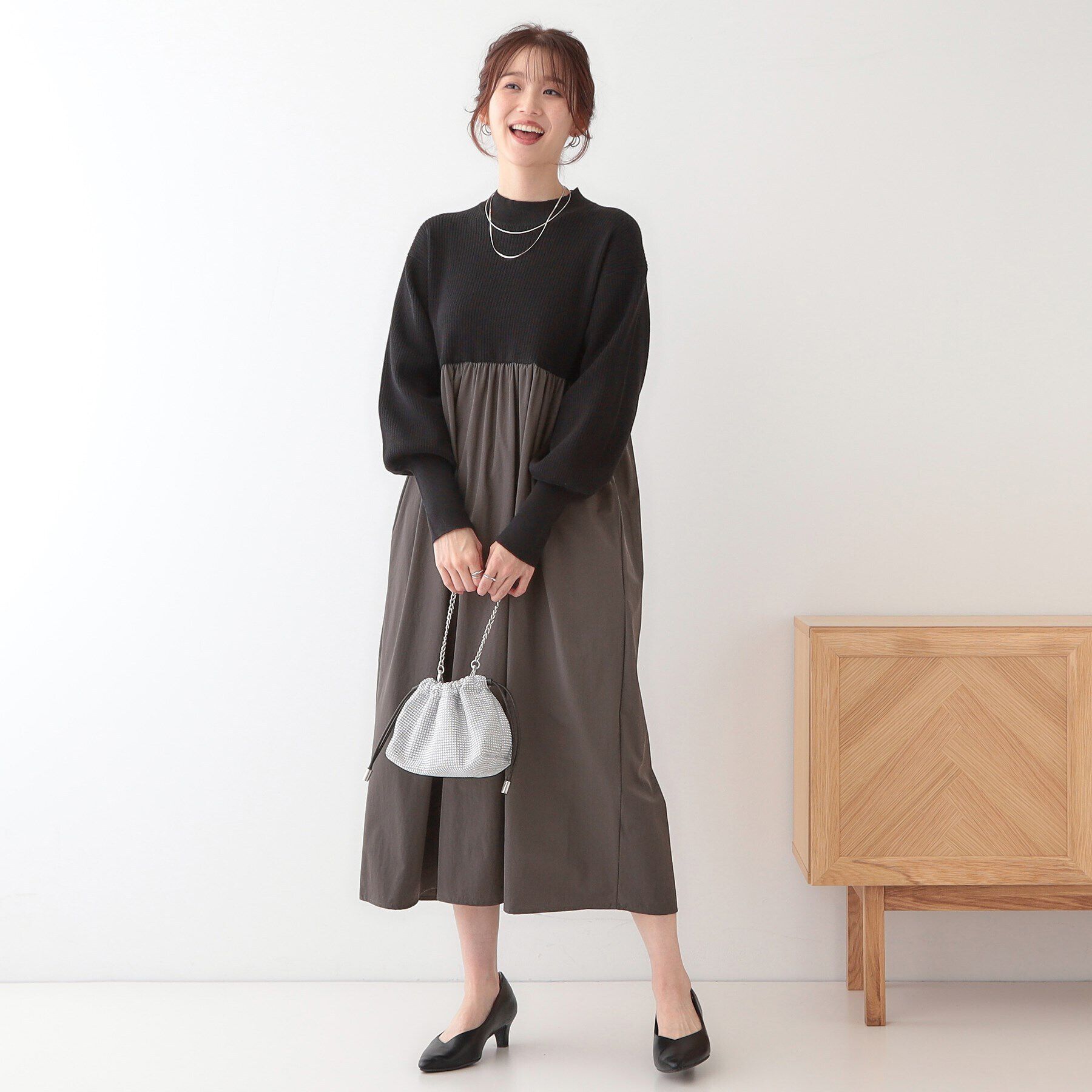 SHOO･LA･RUE「【S-LL】リブニットドッキングワンピース」|ワンピース|