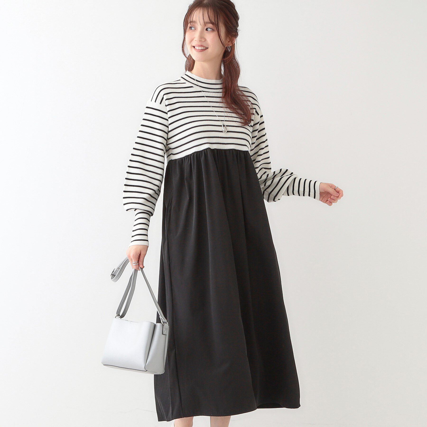 SHOO･LA･RUE「【S-LL】リブニットドッキングワンピース」|ワンピース|オフホワイト(303