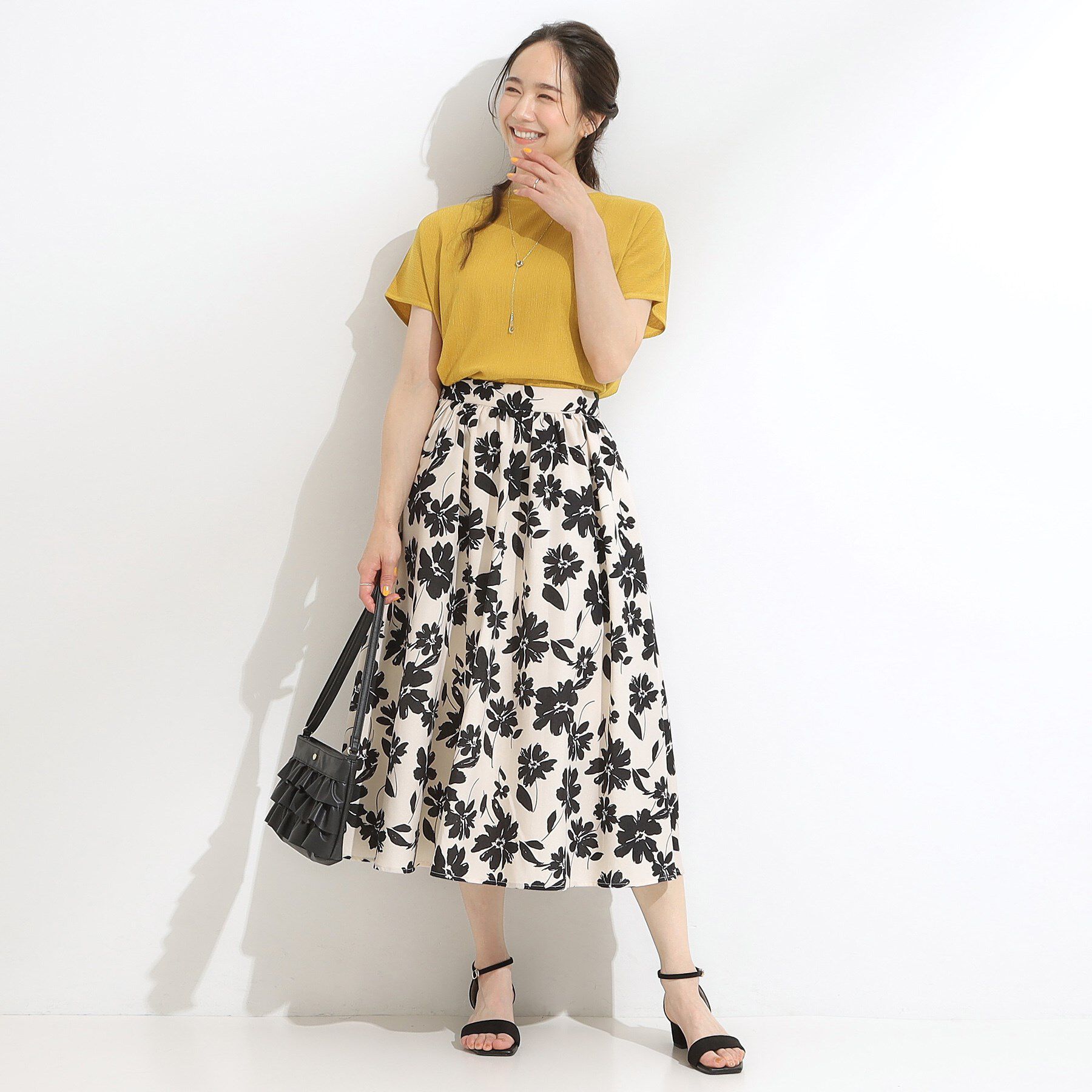 SHOO･LA･RUE「【S-LL】ブラウス見えする 軽やかな着心地の しぼしぼトップス」|Tシャツ・カットソー|