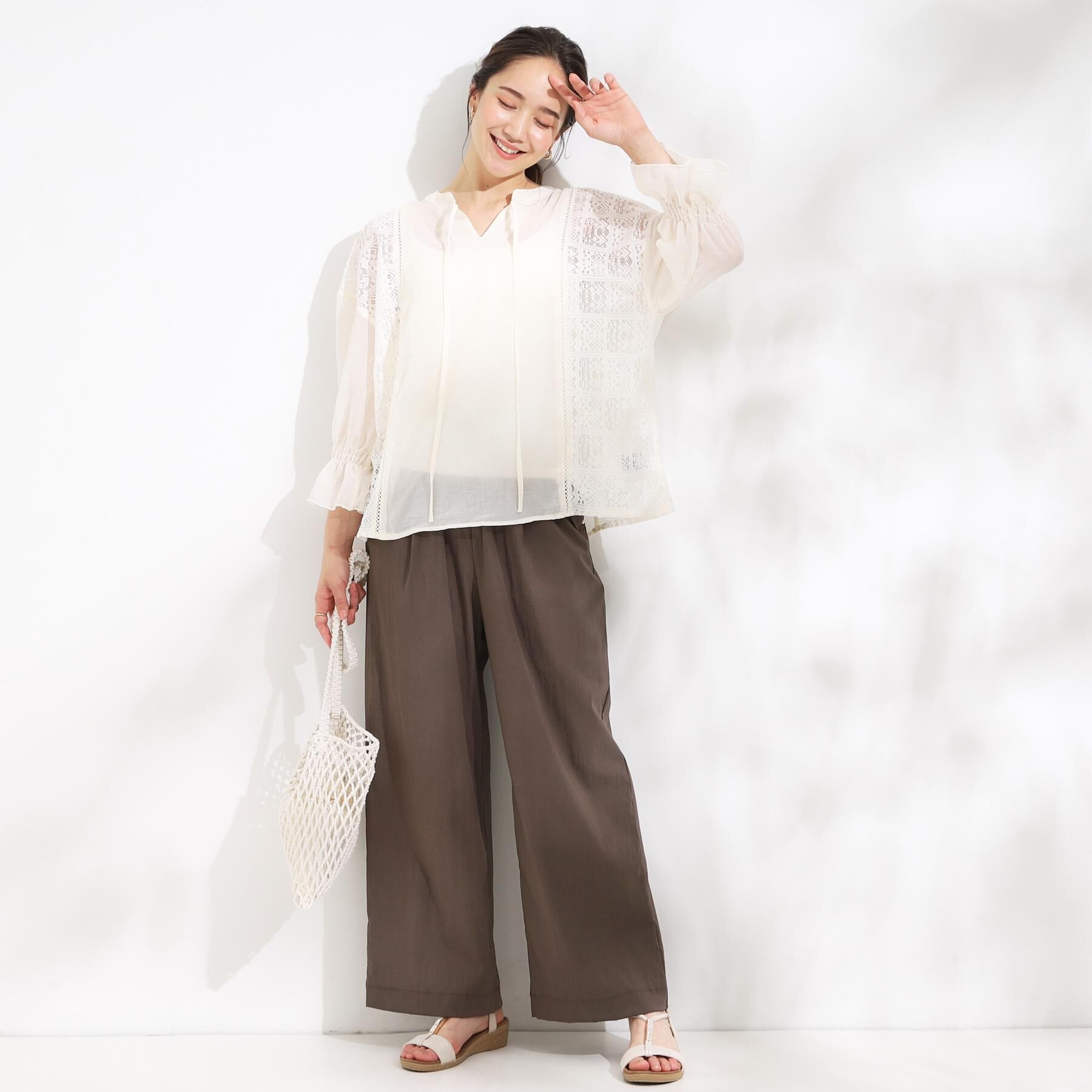 SHOO･LA･RUE「【着丈選べる】一枚でこなれ見え サイドレースブラウス」|シャツ・ブラウス|