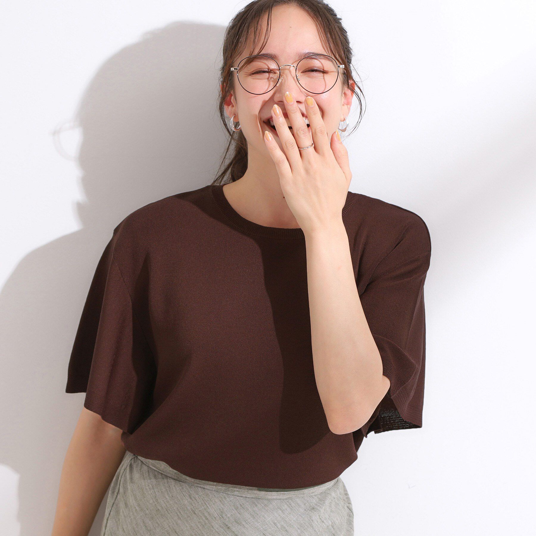 SHOO･LA･RUE「【S-LL】女性らしさ溢れる フレアスリーブニット」|ニット・セーター|ブラウン(043)