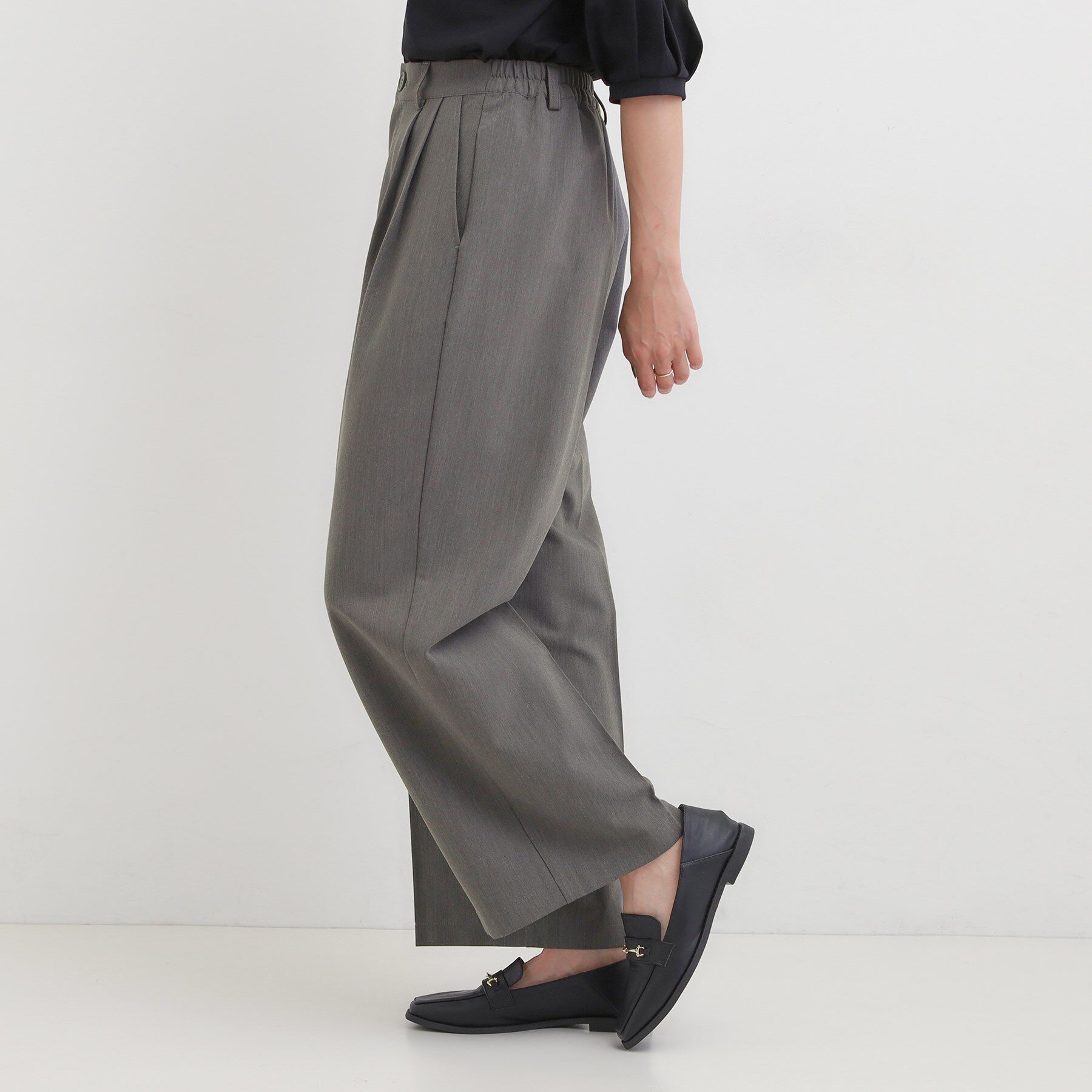 SHOO･LA･RUE「【洗濯機可/S-LL】すっきり上品きれい見え タックワイドパンツ」|その他|