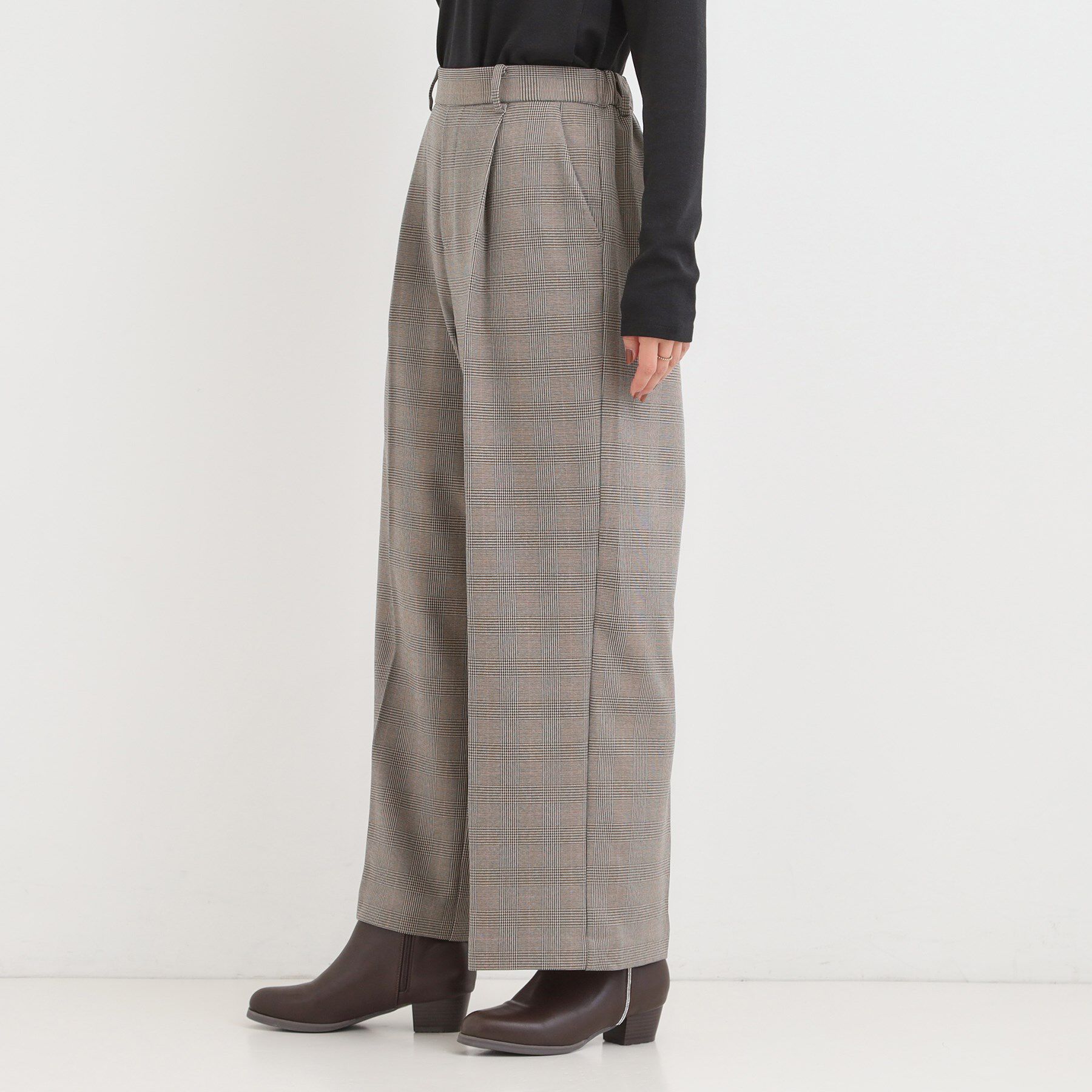 SHOO･LA･RUE「【洗濯機可/S-LL/セットアップ可】脚のラインをきれいに魅せる センタープレスワイドパンツ」|その他|