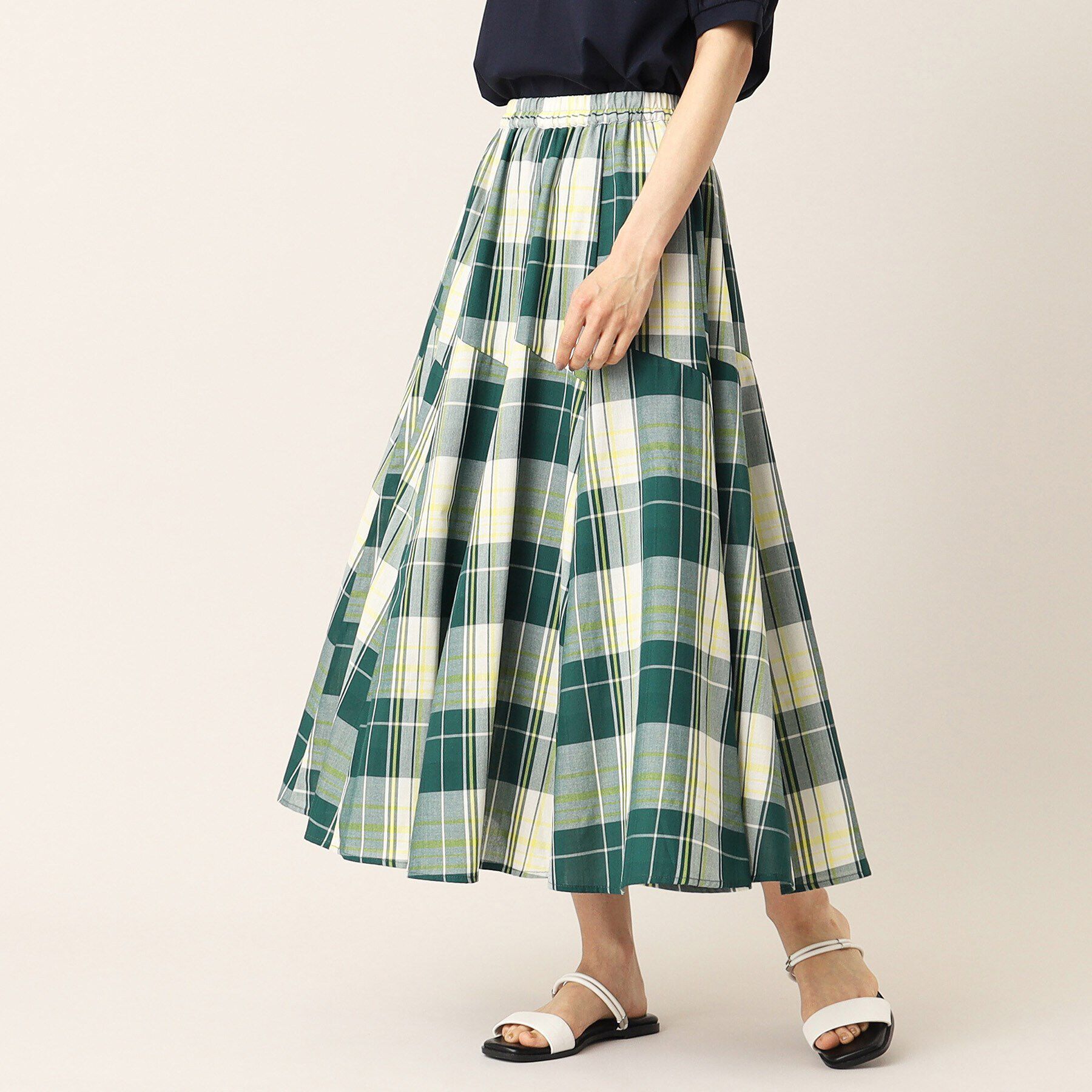 Dessin「【ウエストゴム・洗える】切り替えフレアスカート（XS～L）」|スカート|イエロー(231)