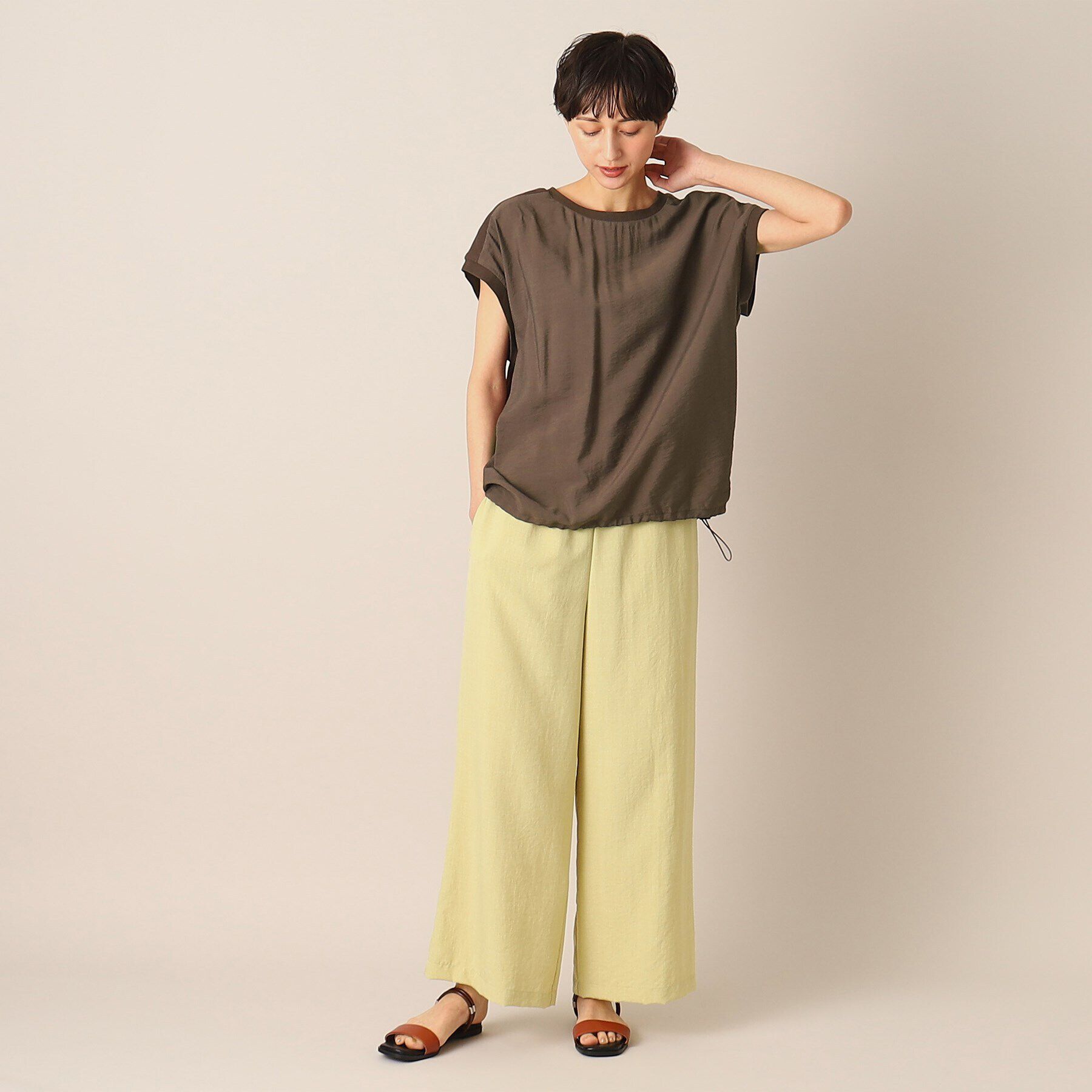 Dessin「【洗える】リブ付きドローコード付きブラウス（XS～L）」|シャツ・ブラウス|