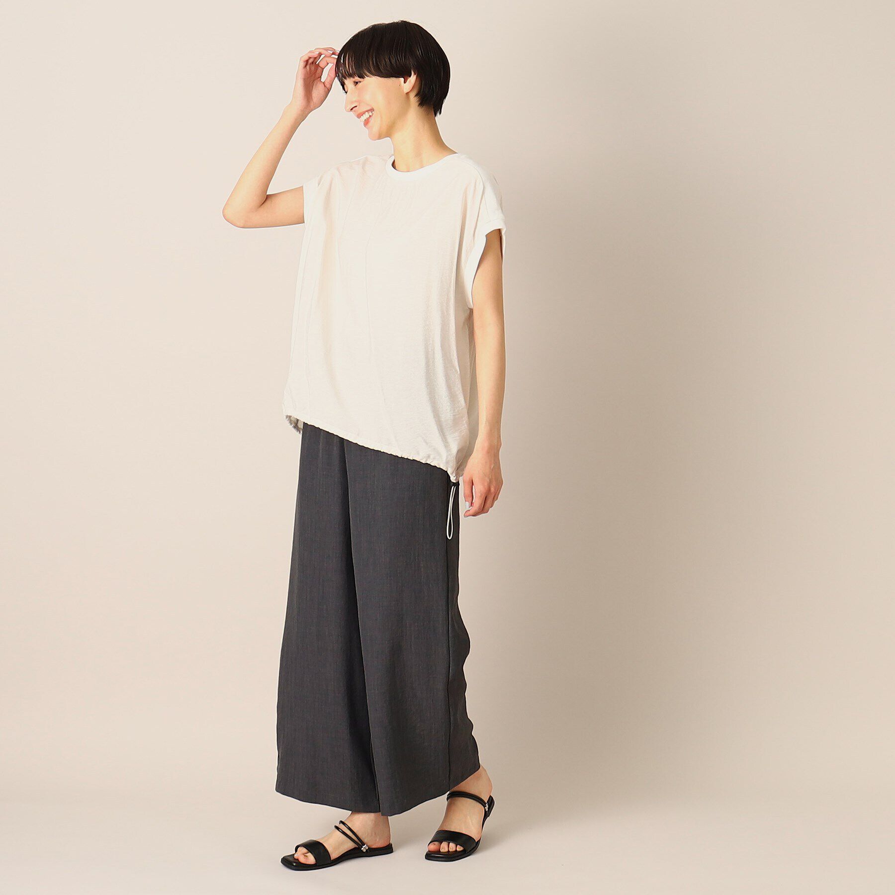 Dessin「【洗える】リブ付きドローコード付きブラウス（XS～L）」|シャツ・ブラウス|