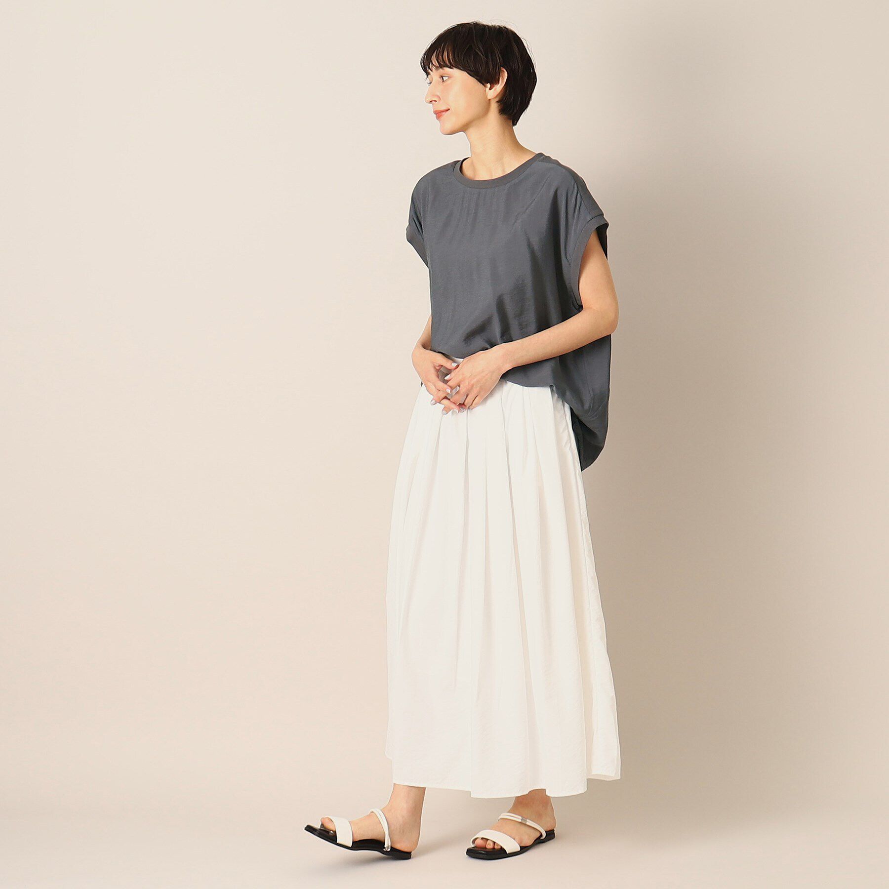 Dessin「【洗える】リブ付きドローコード付きブラウス（XS～L）」|シャツ・ブラウス|