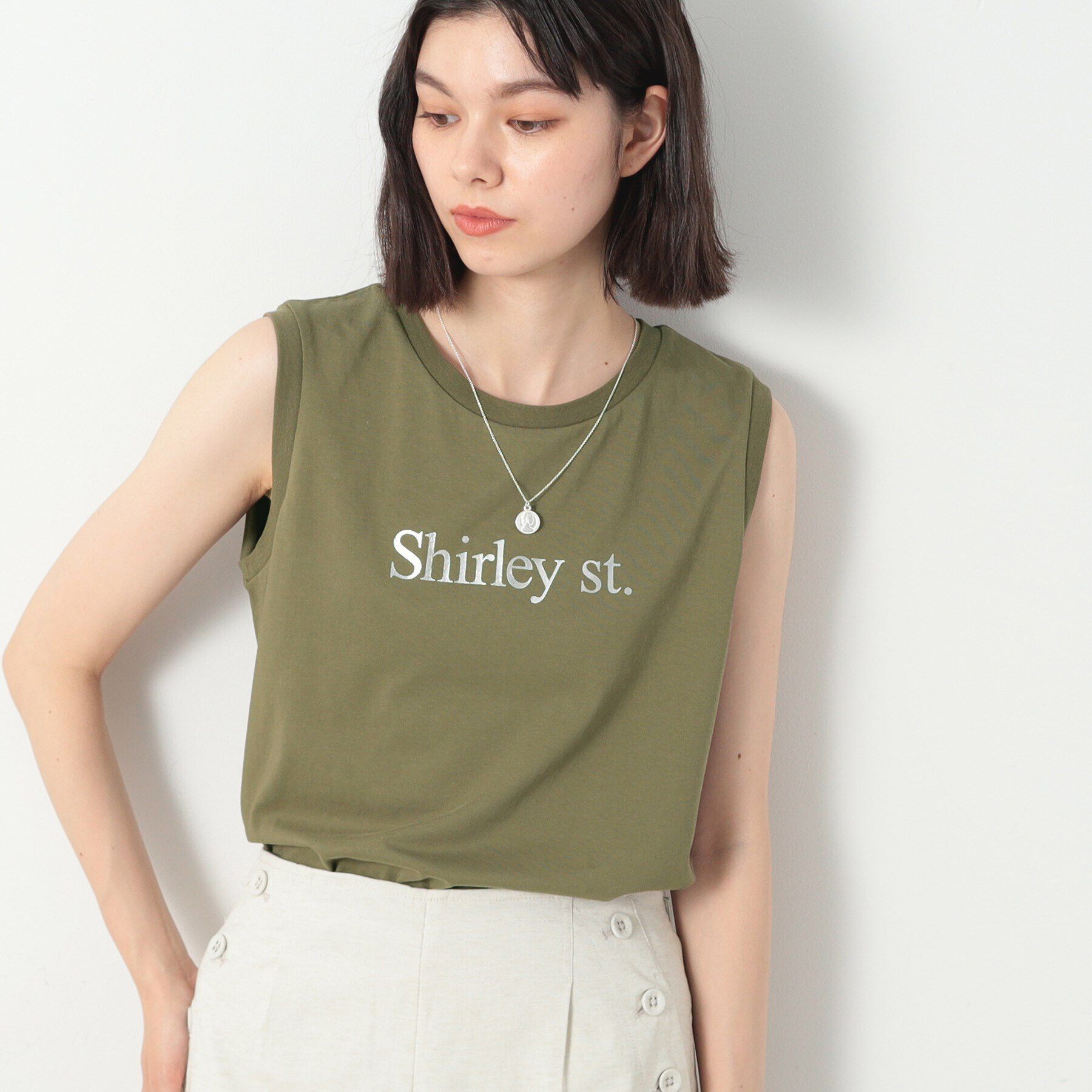 Dessin「箔ロゴプリントスリーブレスTシャツ（XS～L）」|Tシャツ・カットソー|