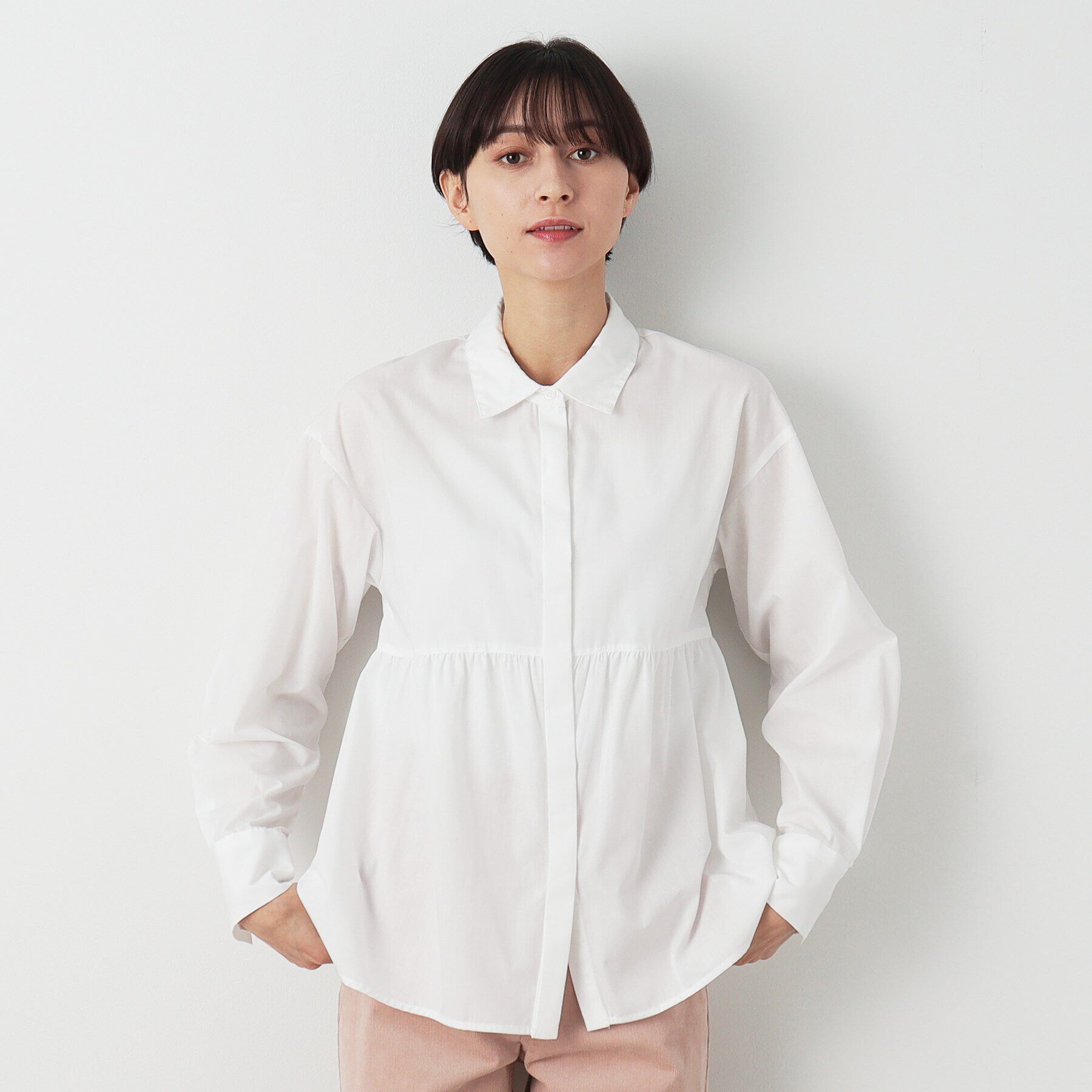 Dessin「【洗える】シャツカラーペプラムブラウス」|シャツ・ブラウス|