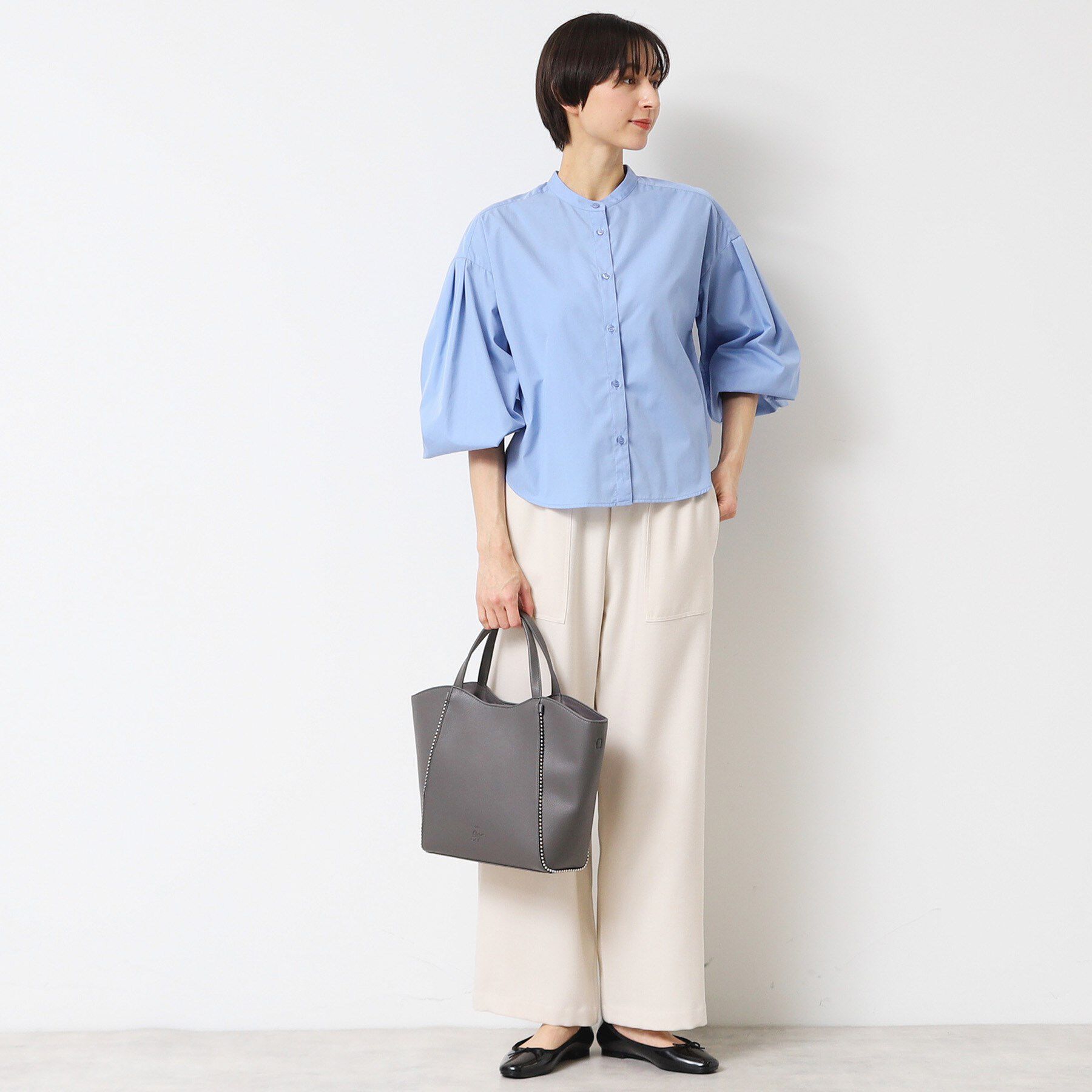 Dessin「【洗える】バンドカラー袖デザインシャツ（S～L）」|シャツ・ブラウス|