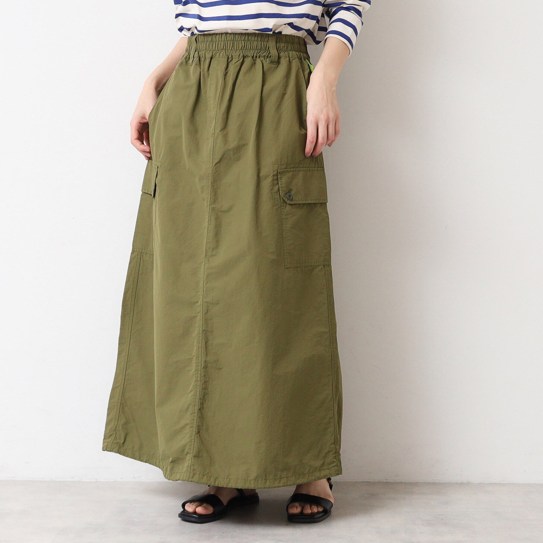 Dessin「【洗える・ウエストゴム】スピンドル付カーゴスカート」|スカート|カーキ(027)