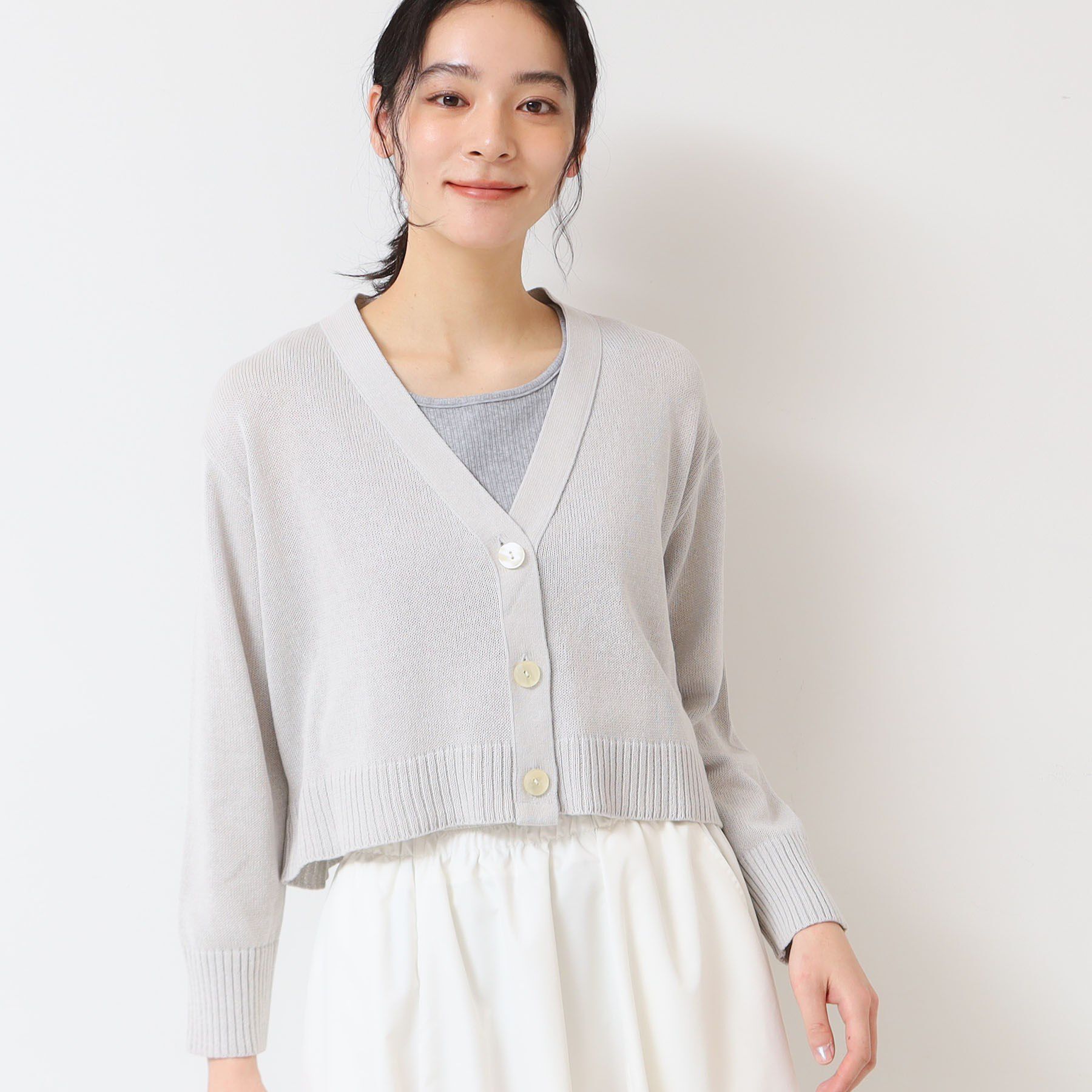 Dessin「【洗える】ミドルゲージショートカーディガン （S～L）」|カーディガン|ライトグレー(010