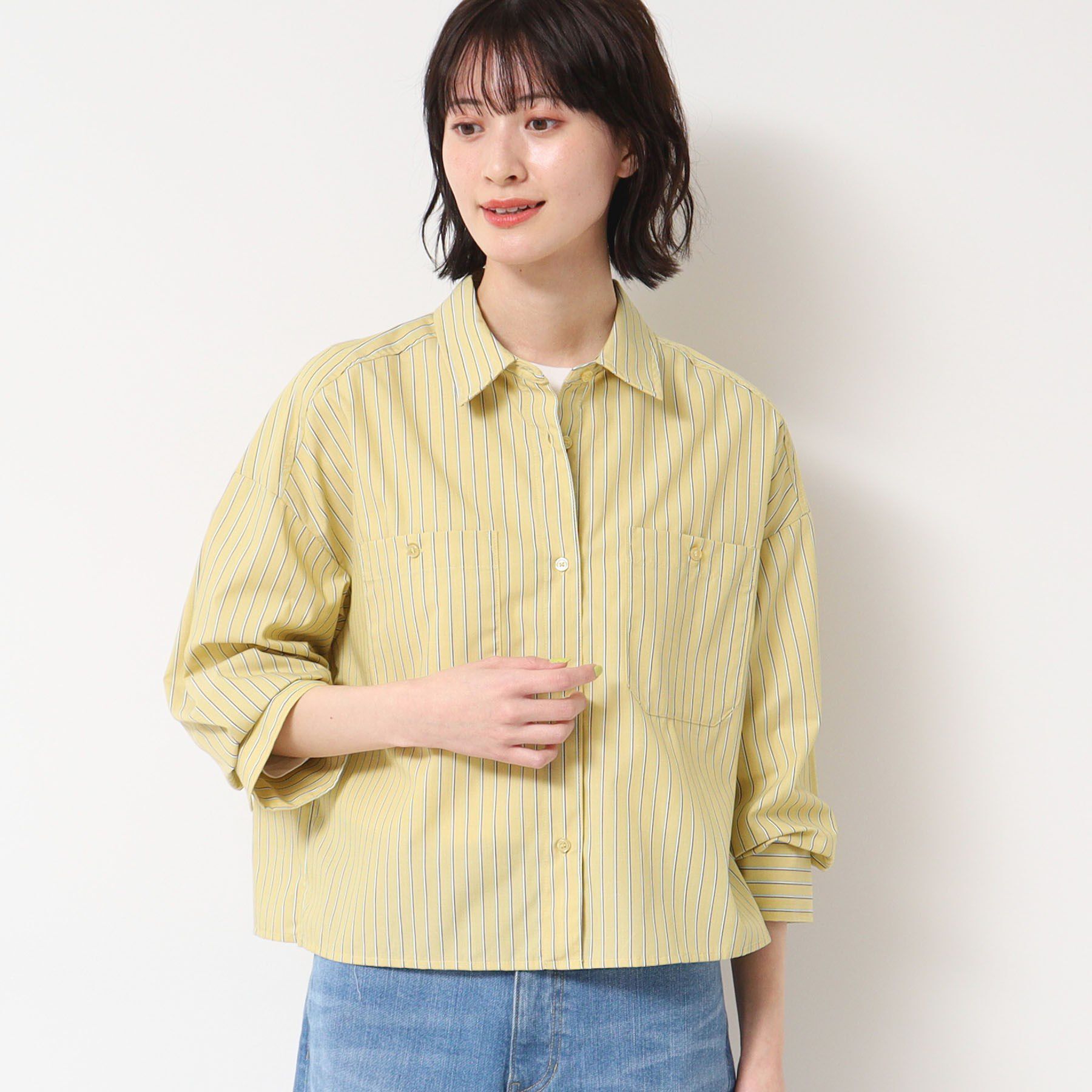 Dessin「【洗える・4サイズ展開】ポケット付きクロップド丈シャツ（XS～L）」|シャツ・ブラウス|