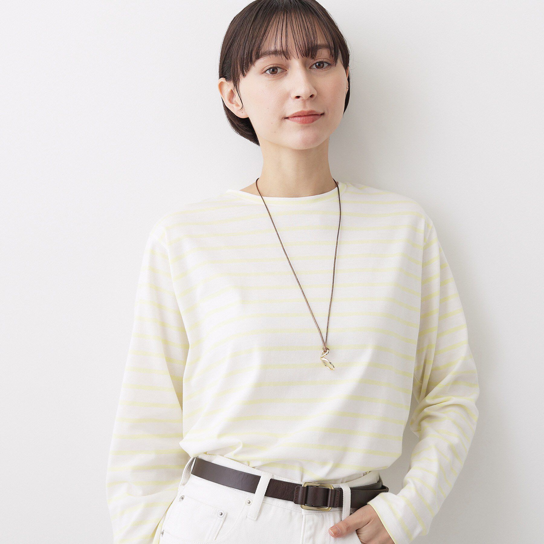 Dessin「【洗える】シャツテールロングTシャツ」|Tシャツ・カットソー|イエロー(331)