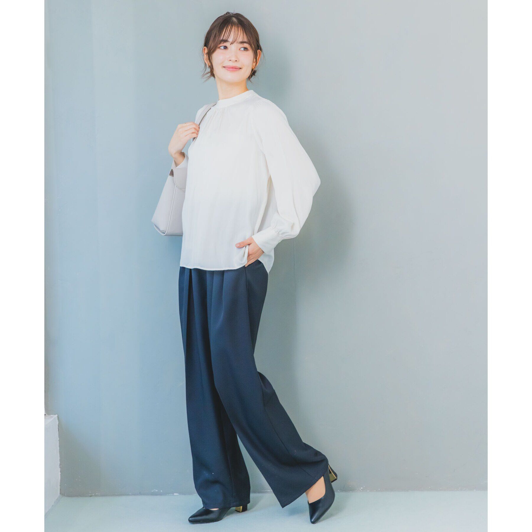 ITS&rsquo;DEMO「【通勤／手洗い可】サテンブラウス」|シャツ・ブラウス|