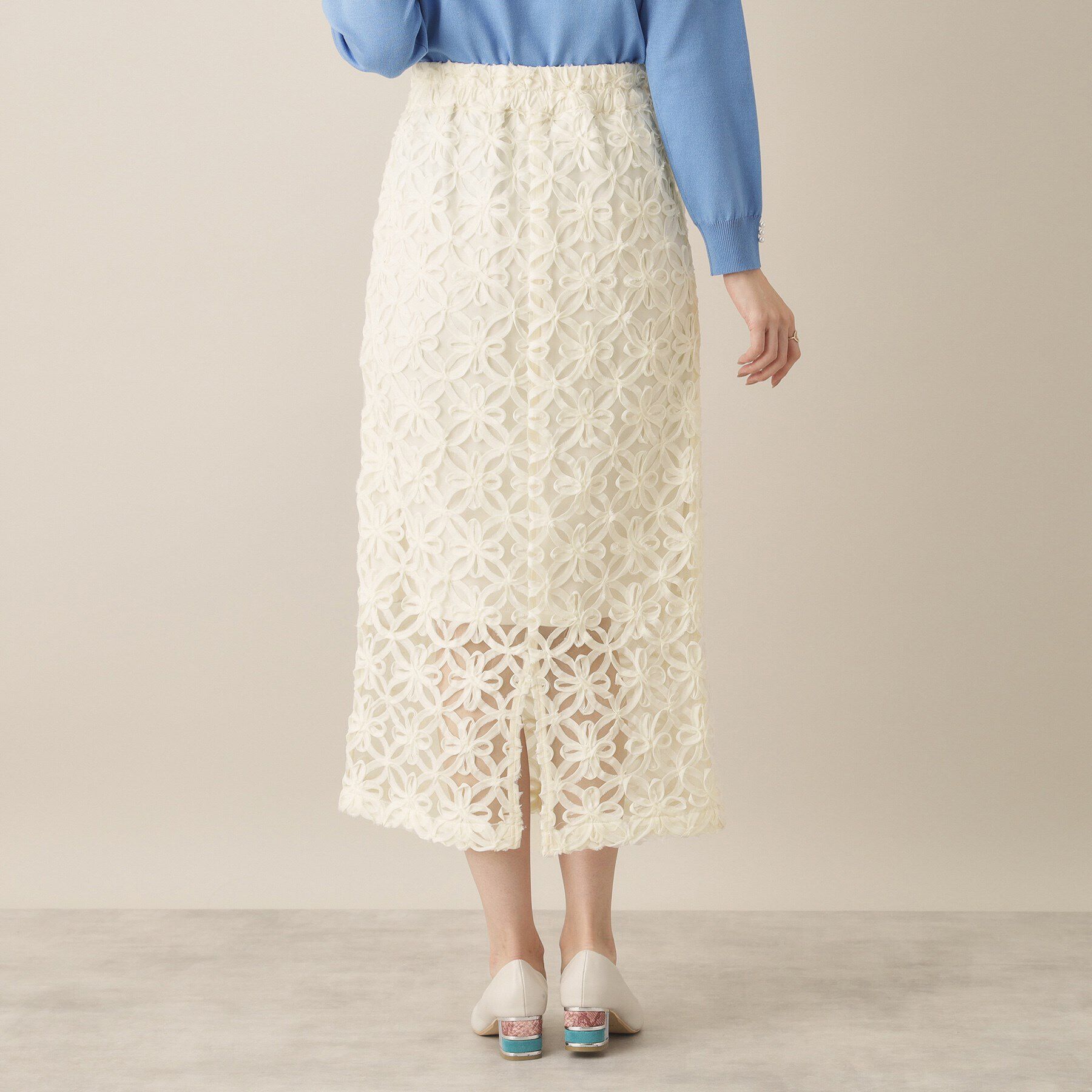 ITS&rsquo;DEMO「【手洗い可／ウエスト総ゴム】花チュールタイトスカート」|スカート|