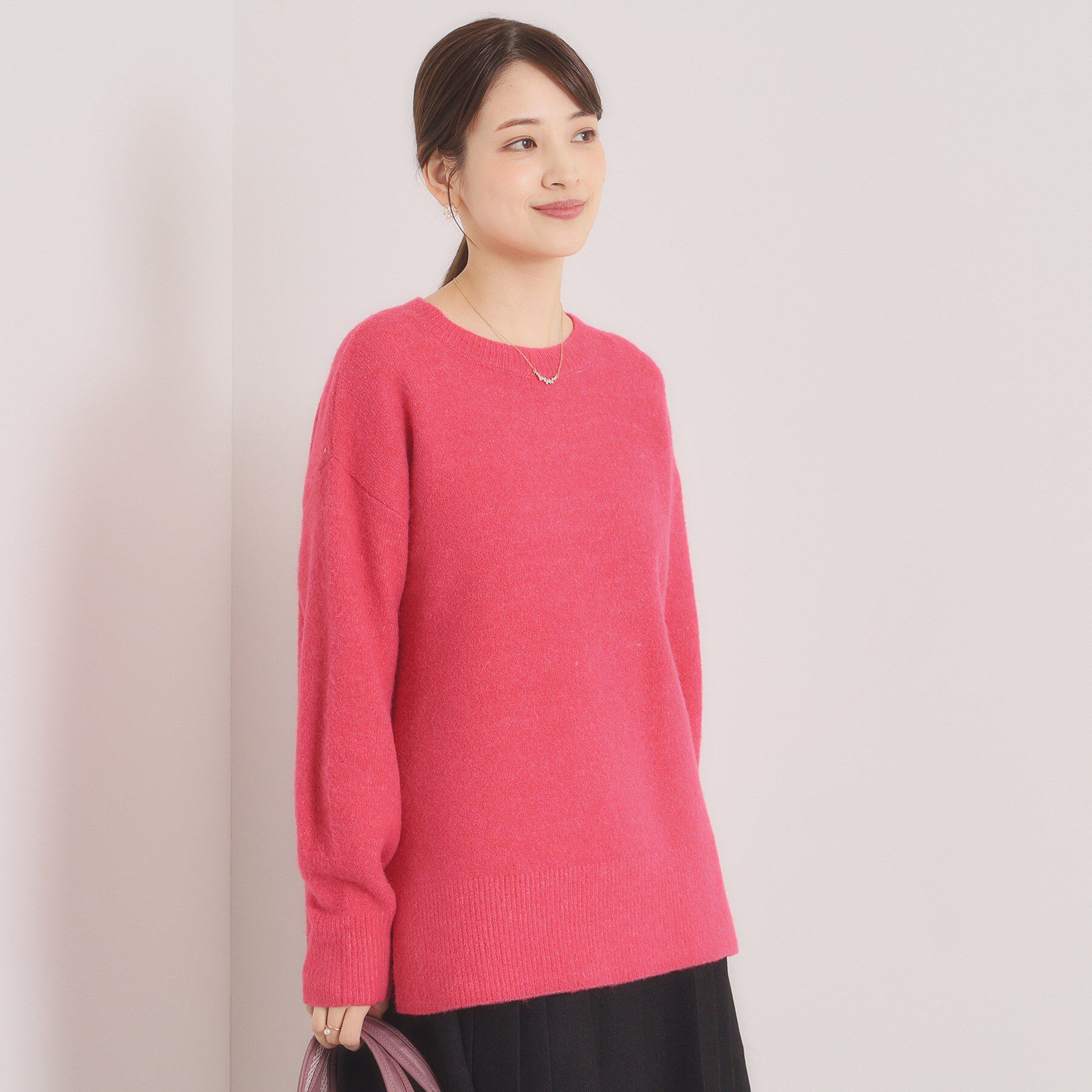 ITS&rsquo;DEMO「【洗濯機OK】ミックスヤーンクルーニット」|ニット・セーター|ピンク(071)