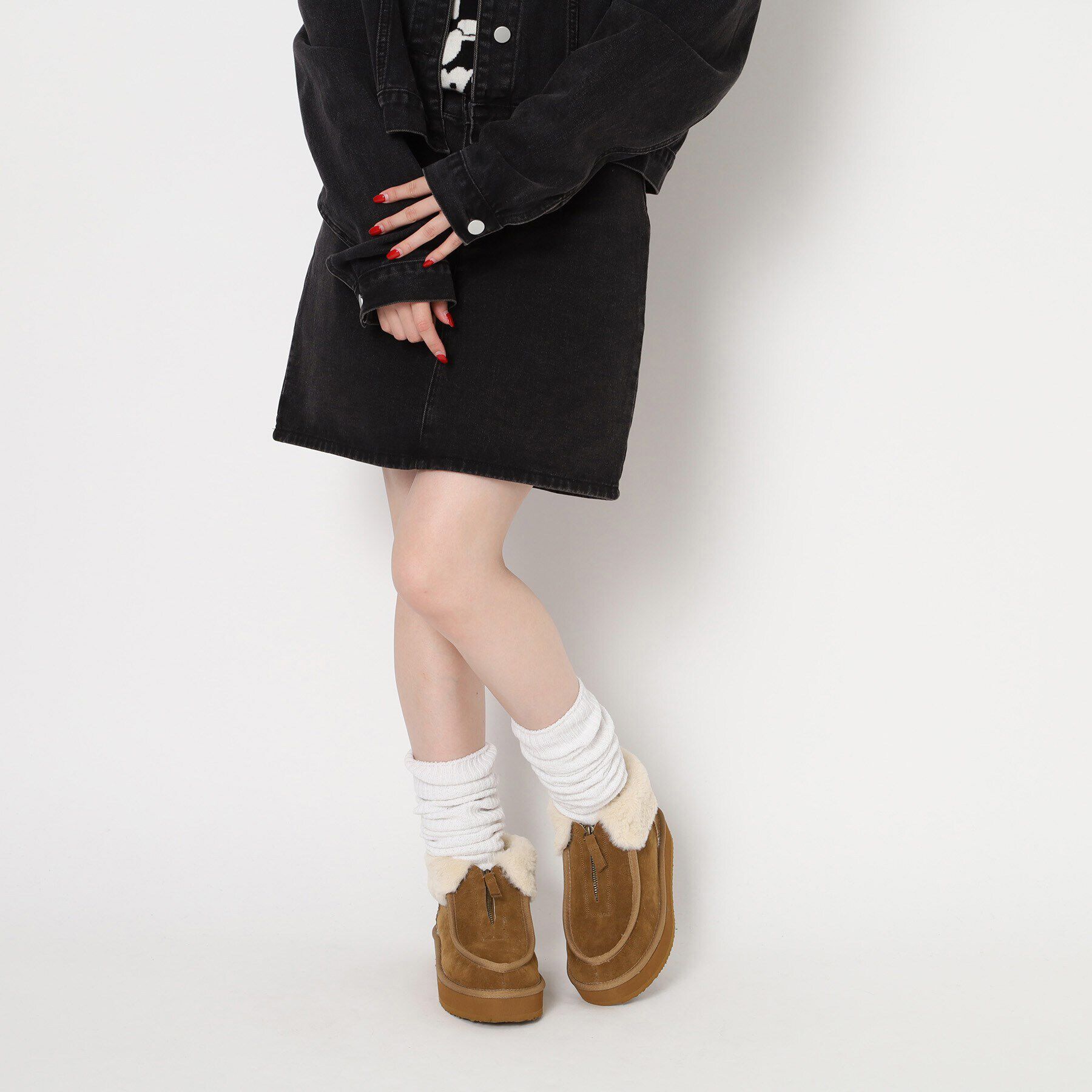 ESPERANZA「フロントジップボアショートブーツ」|ショートブーツ|