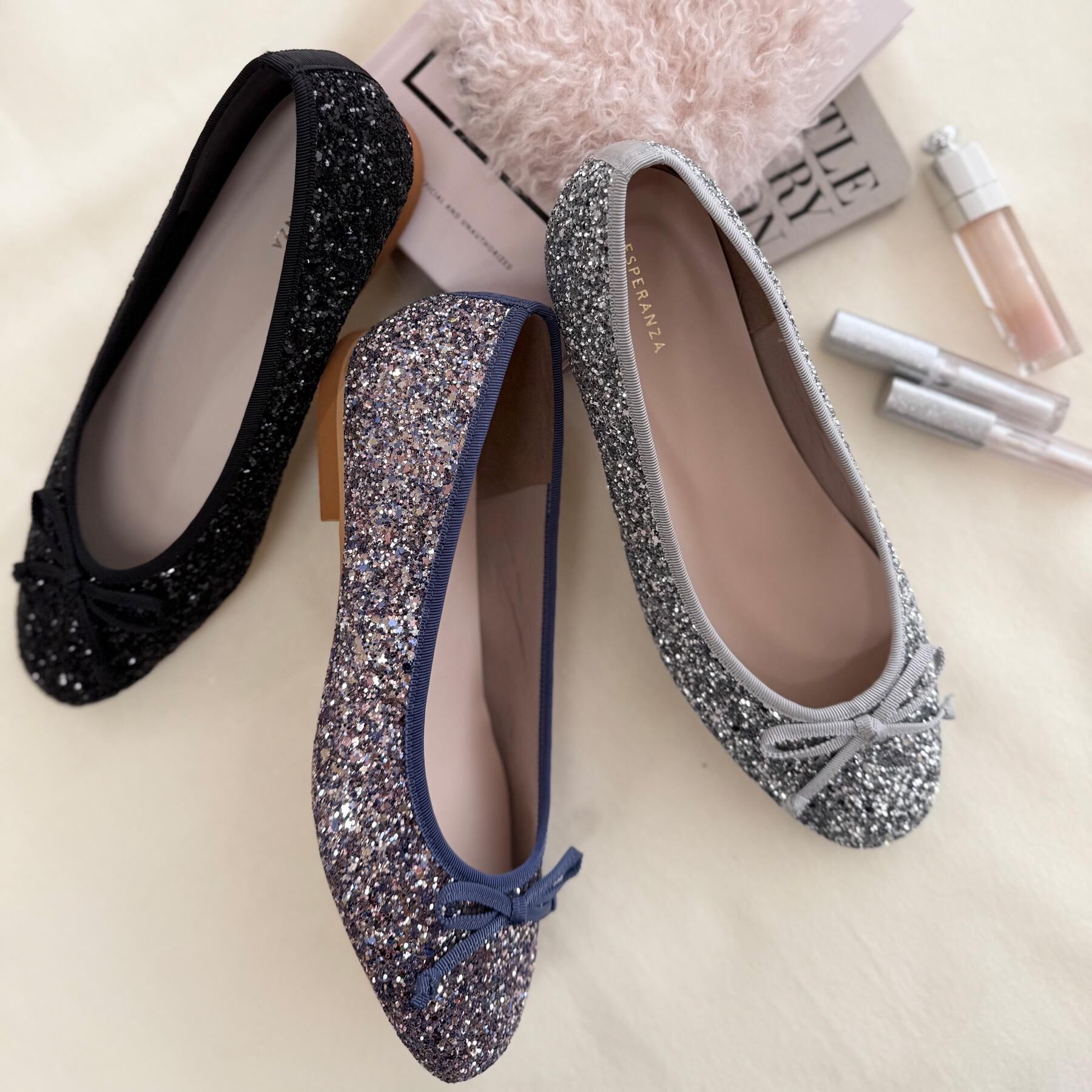ESPERANZA「【EC限定カラーあり】グリッターバレエシューズ」|パンプス|