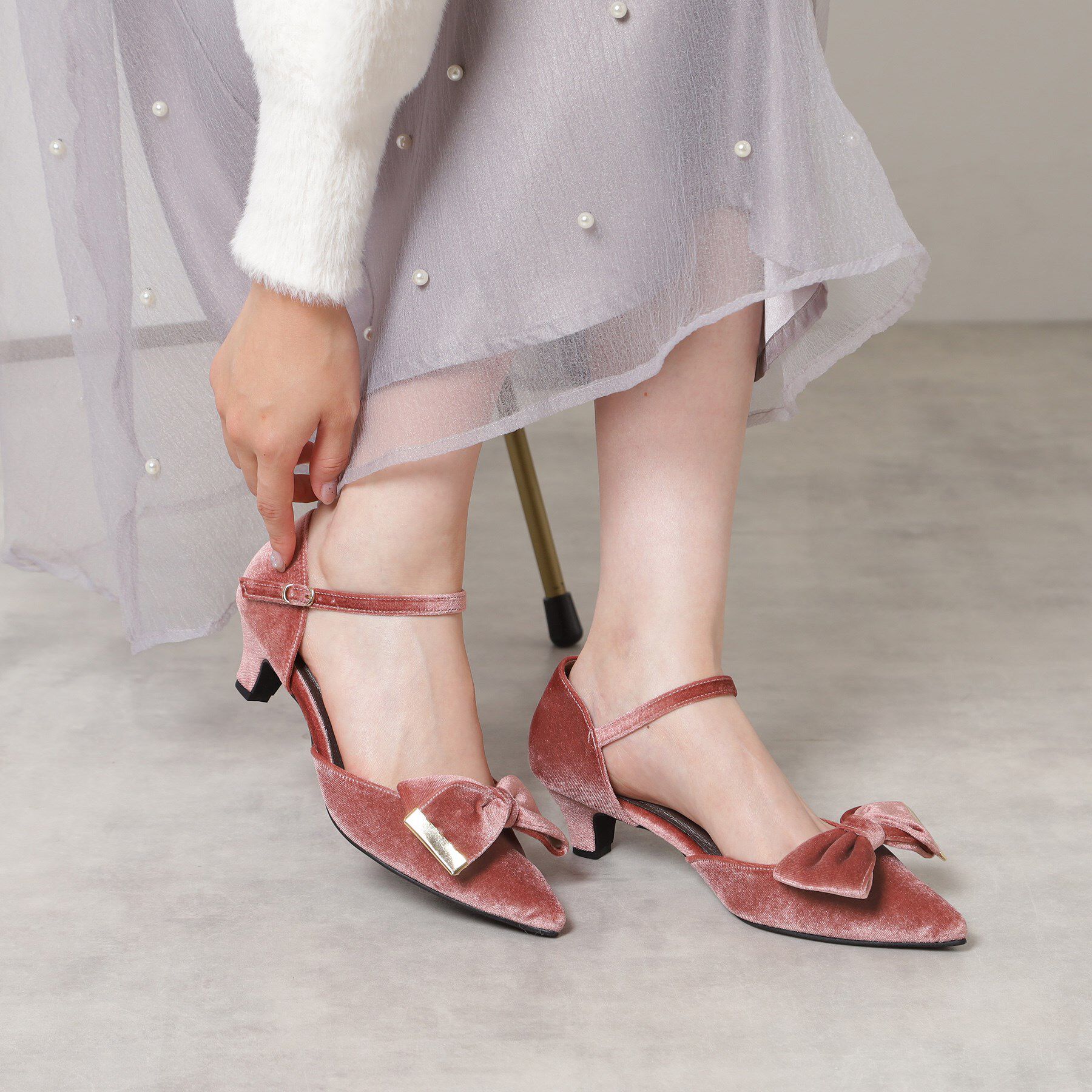 ESPERANZA「【EC限定】ベルベットリボン2WAYセパレートパンプス」|パンプス|