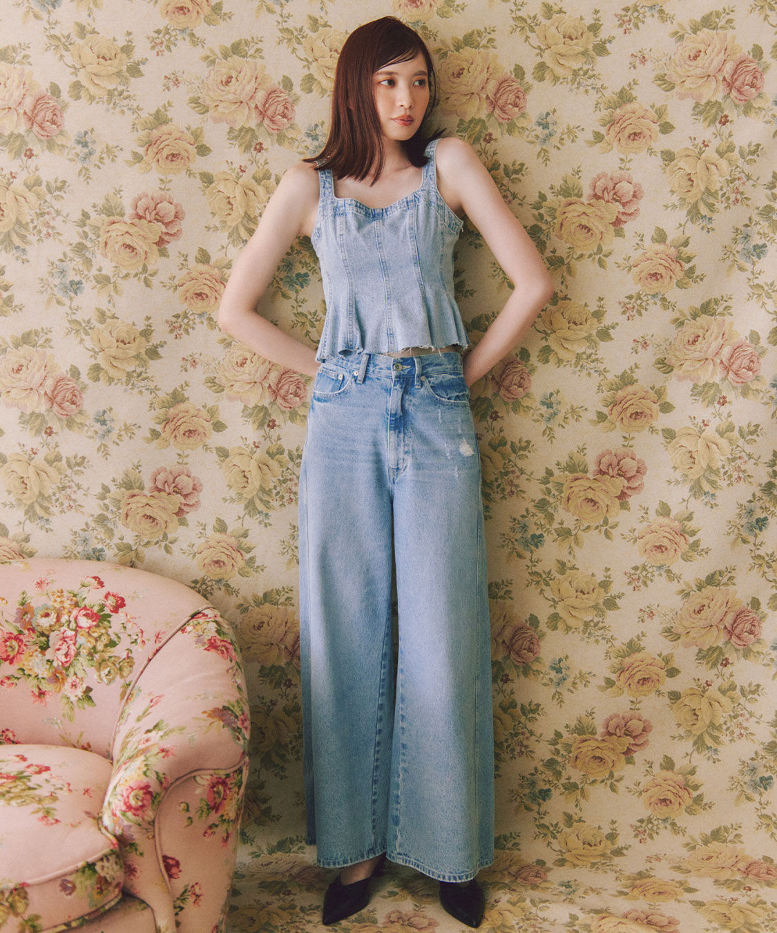 COCO DEAL「ツイストシームバギーデニムパンツ」|デニム|ライトブルー