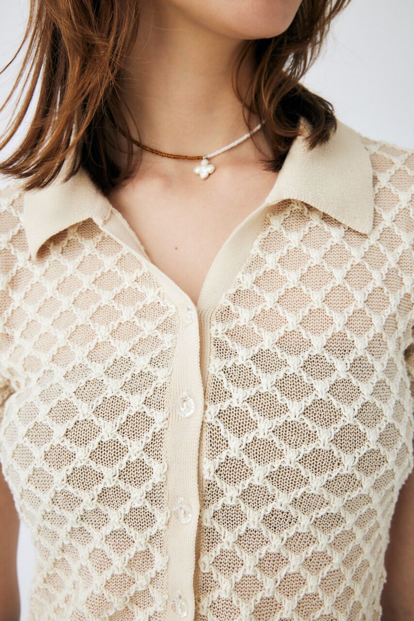 MOUSSY「OPENWORK KNIT POLO」|ニット・セーター|