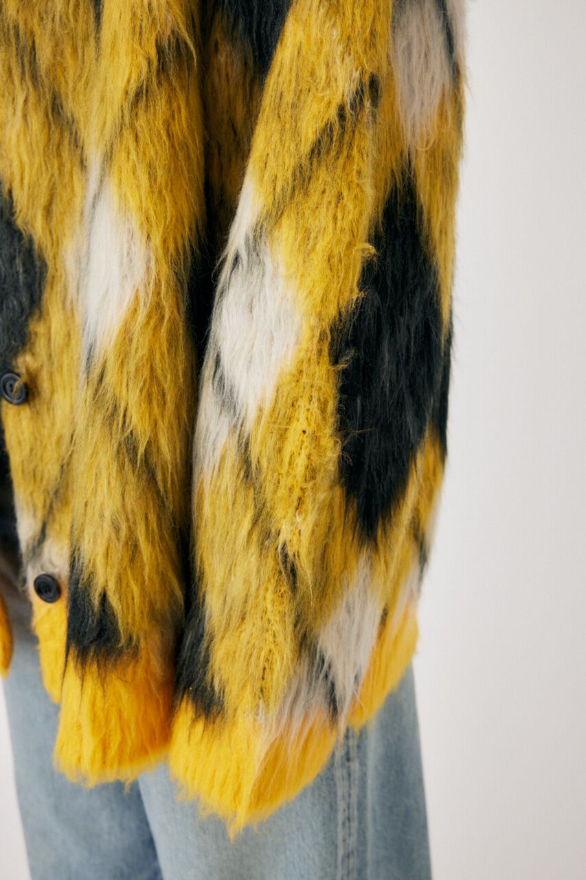 MOUSSY「SHAGGY KNIT ARGYLE カーディガン」|カーディガン|