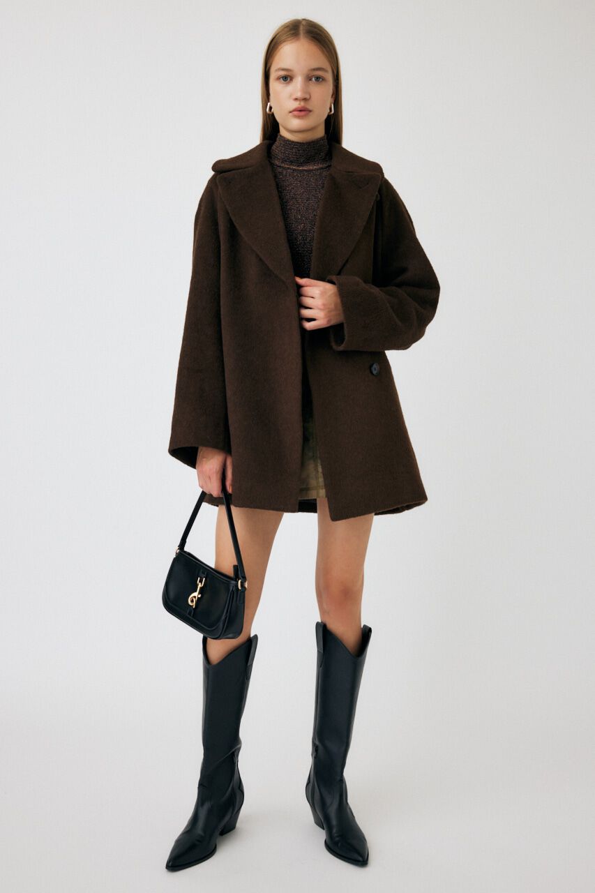MOUSSY「BIG COLLAR MINI コート」|その他|BRN