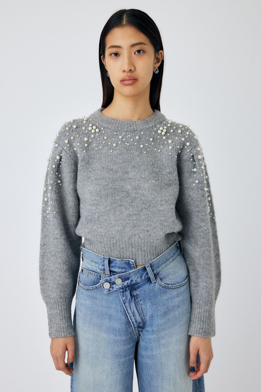 MOUSSY「BEADS DECO ニット」|ニット・セーター|L/GRY1