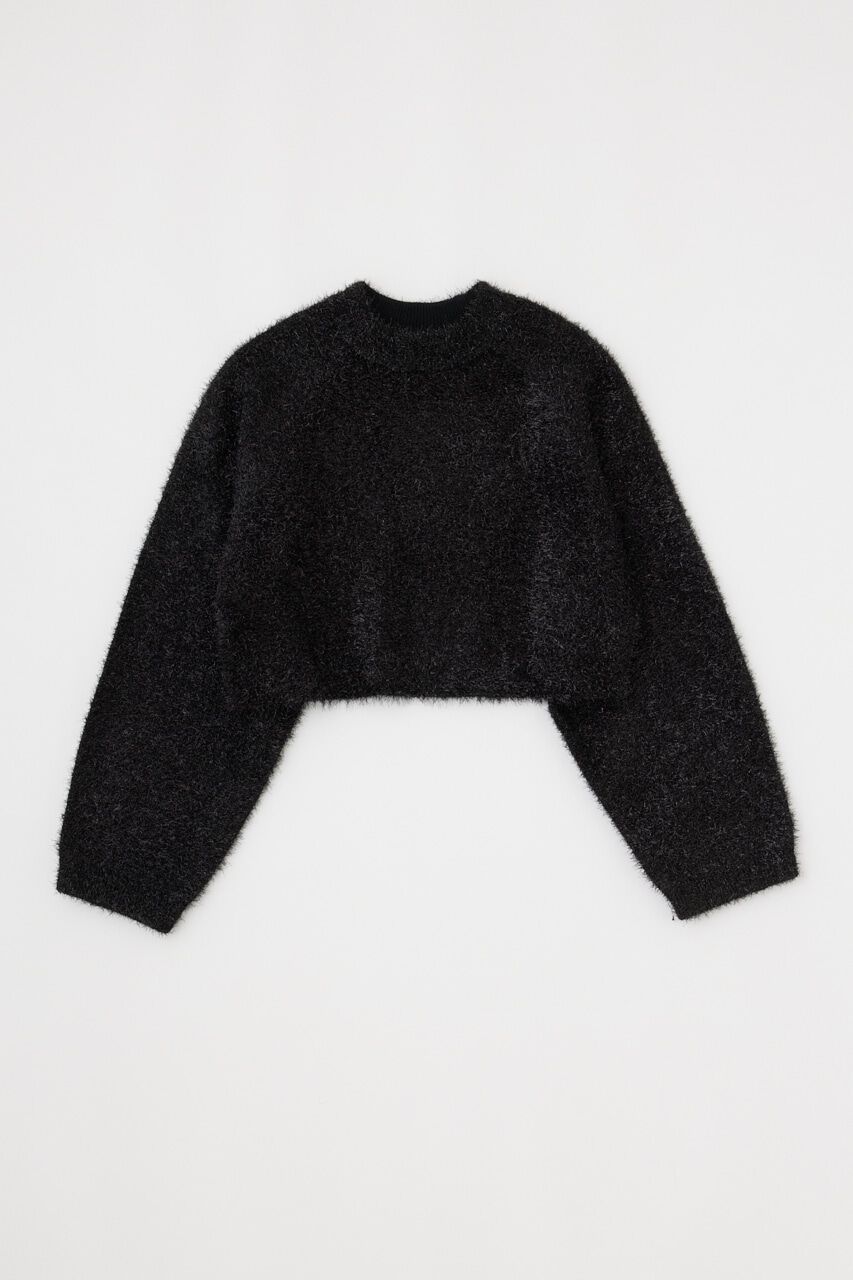 MOUSSY「GLITTER CROPPED セーター」|ニット・セーター|BLK