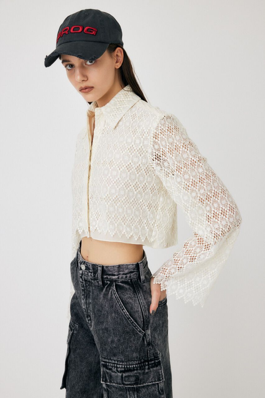 MOUSSY「GEOMETRIC LACE CROP シャツ」|シャツ・ブラウス|