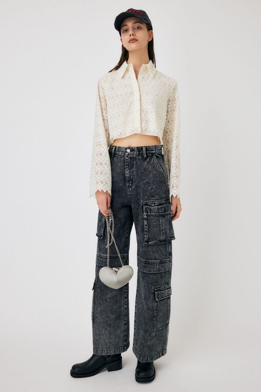 MOUSSY「GEOMETRIC LACE CROP シャツ」|シャツ・ブラウス|
