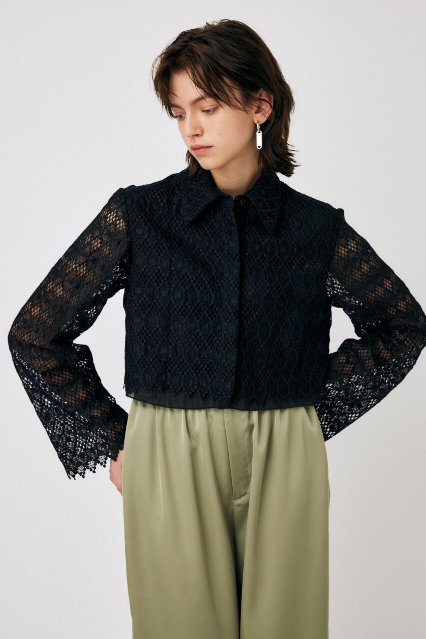 MOUSSY「GEOMETRIC LACE CROP シャツ」|シャツ・ブラウス|
