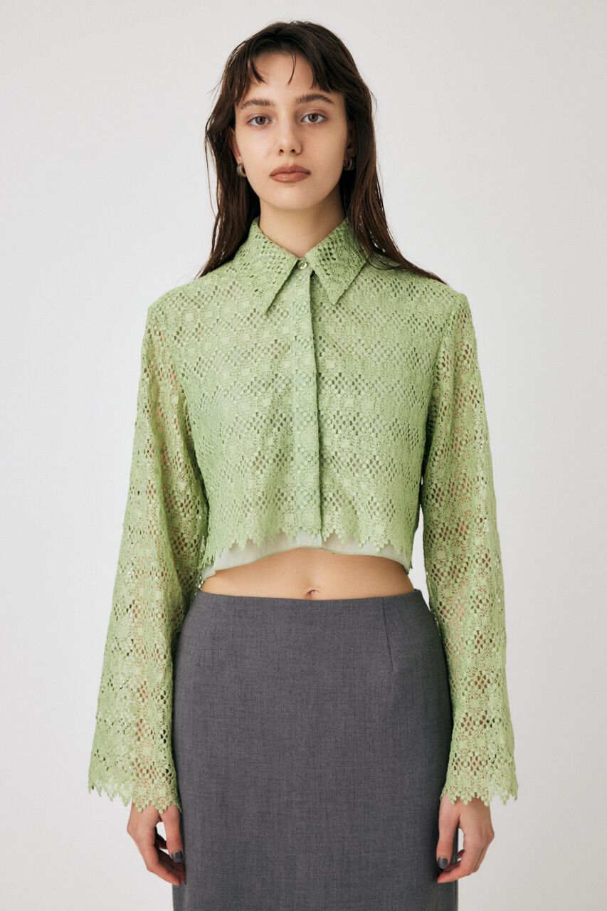 MOUSSY「GEOMETRIC LACE CROP シャツ」|シャツ・ブラウス|L/KHA1