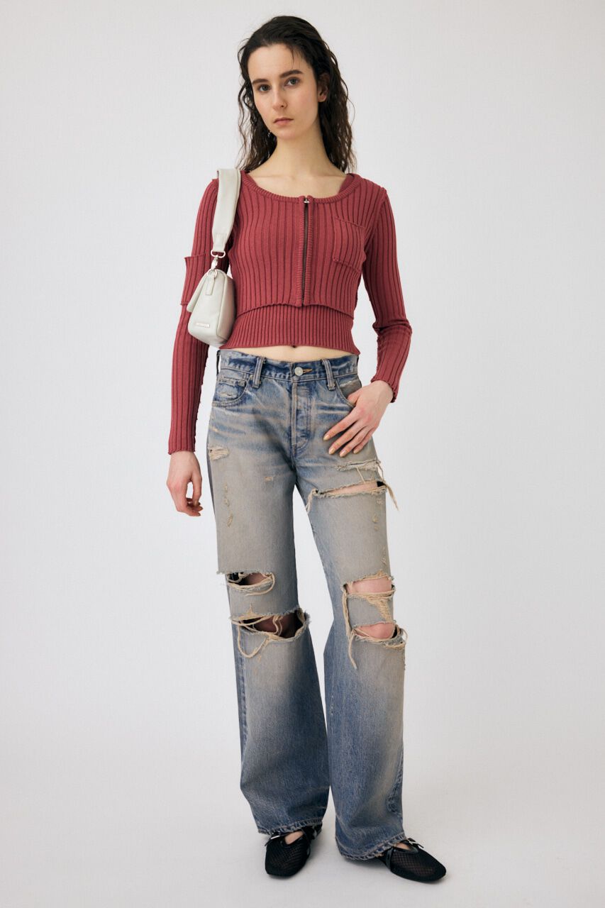 MOUSSY「ZIP UP RIB KNIT カーデ＆タンク」|ニット・セーター|