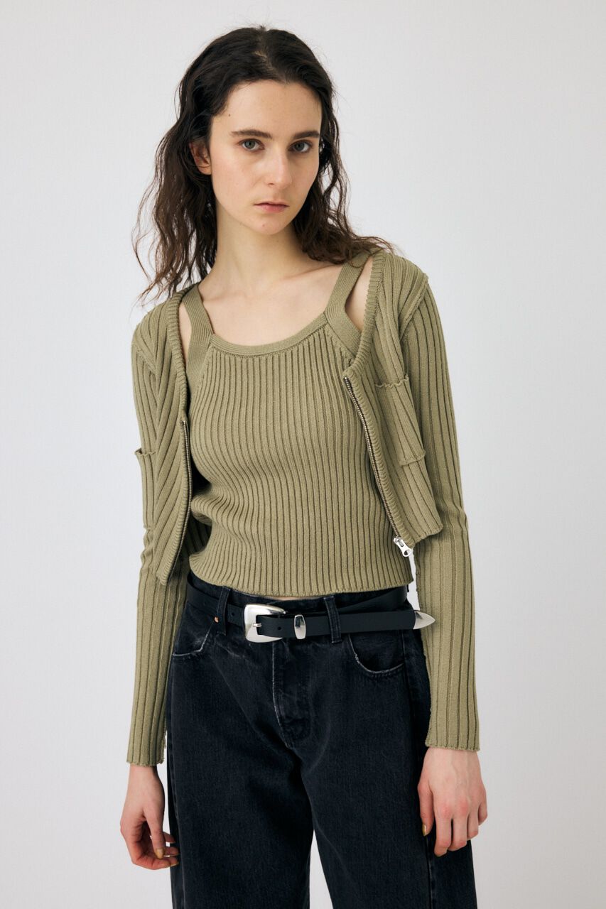 MOUSSY「ZIP UP RIB KNIT カーデ＆タンク」|ニット・セーター|