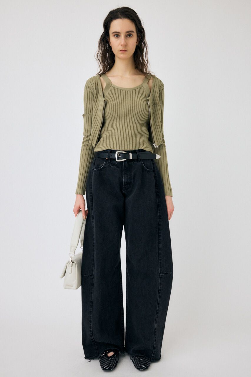 MOUSSY「ZIP UP RIB KNIT カーデ＆タンク」|ニット・セーター|