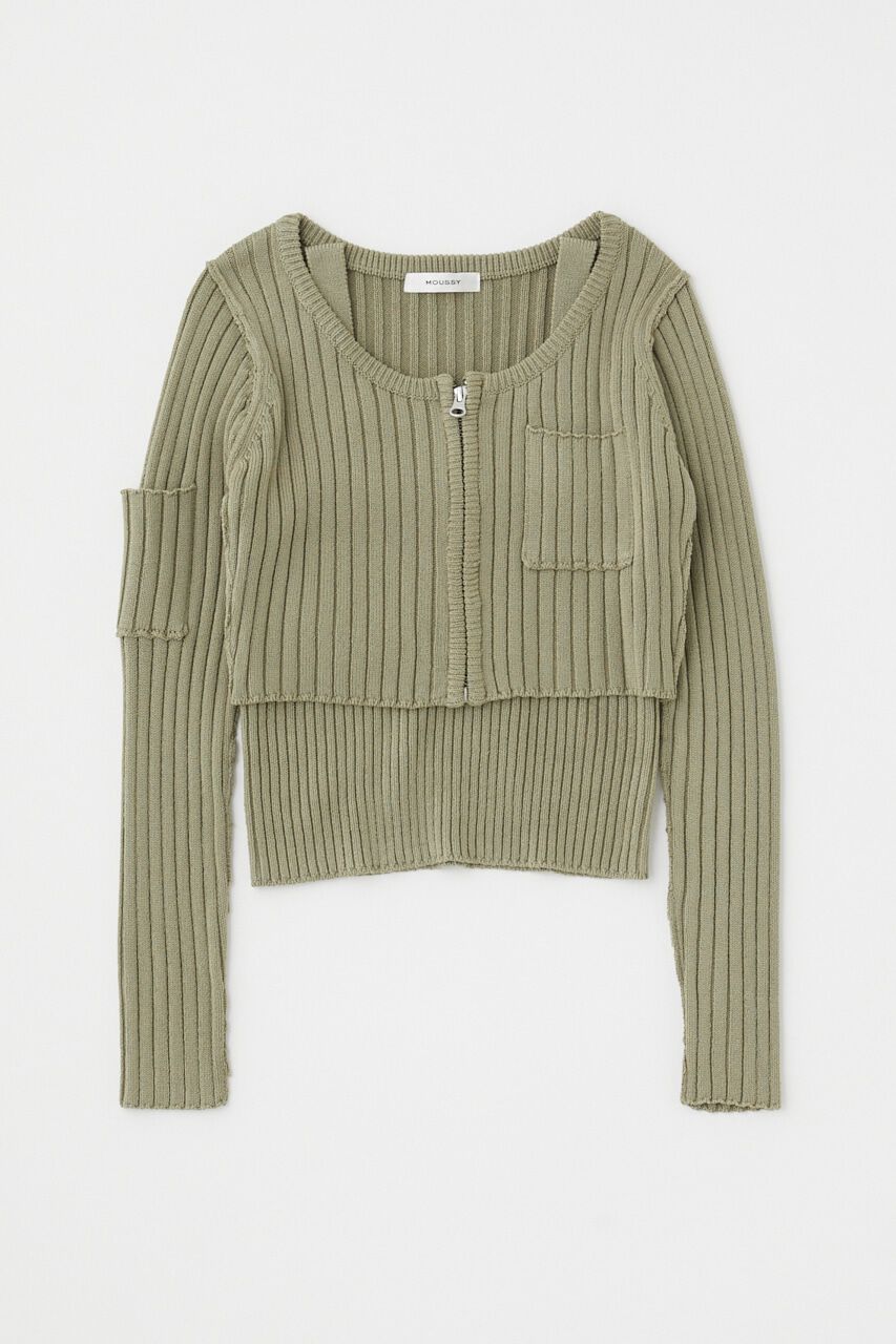 MOUSSY「ZIP UP RIB KNIT カーデ＆タンク」|ニット・セーター|