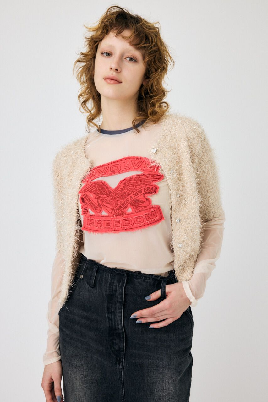 MOUSSY「SHAGGY GLITTER KNIT カーディガン」|カーディガン|
