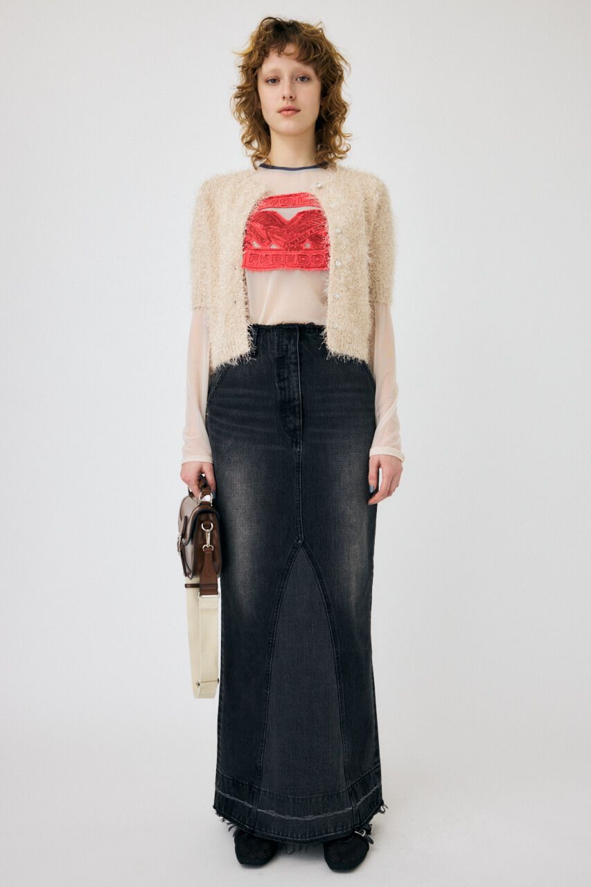 MOUSSY「SHAGGY GLITTER KNIT カーディガン」|カーディガン|