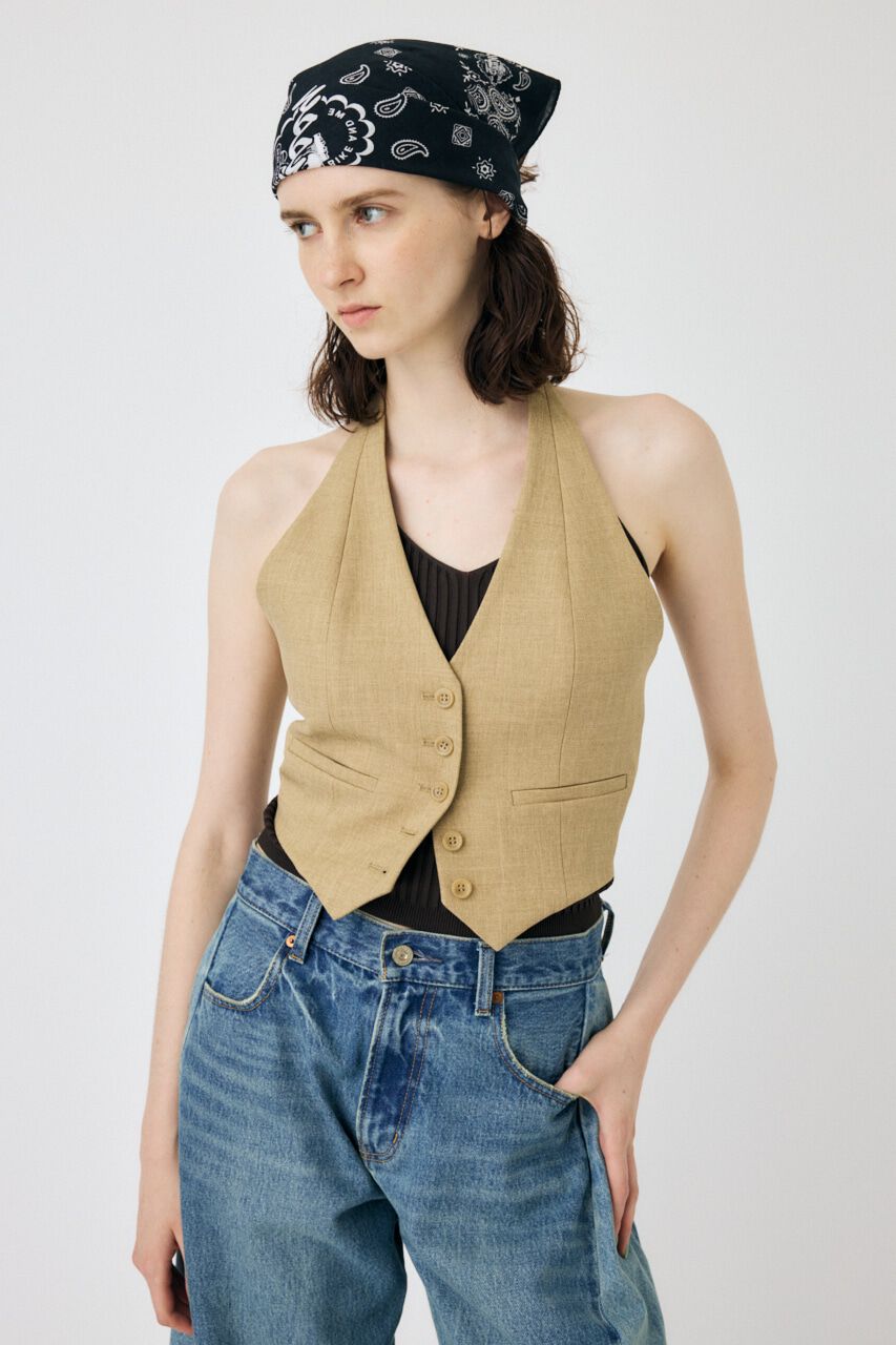 MOUSSY「HALTER NECK SUMMER ベスト」|キャミソール|L/BEG1