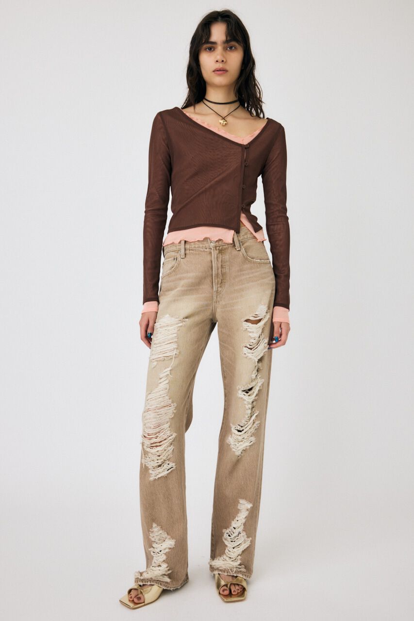 MOUSSY「HIGH DAMAGED STRAIGHT」|デニム|