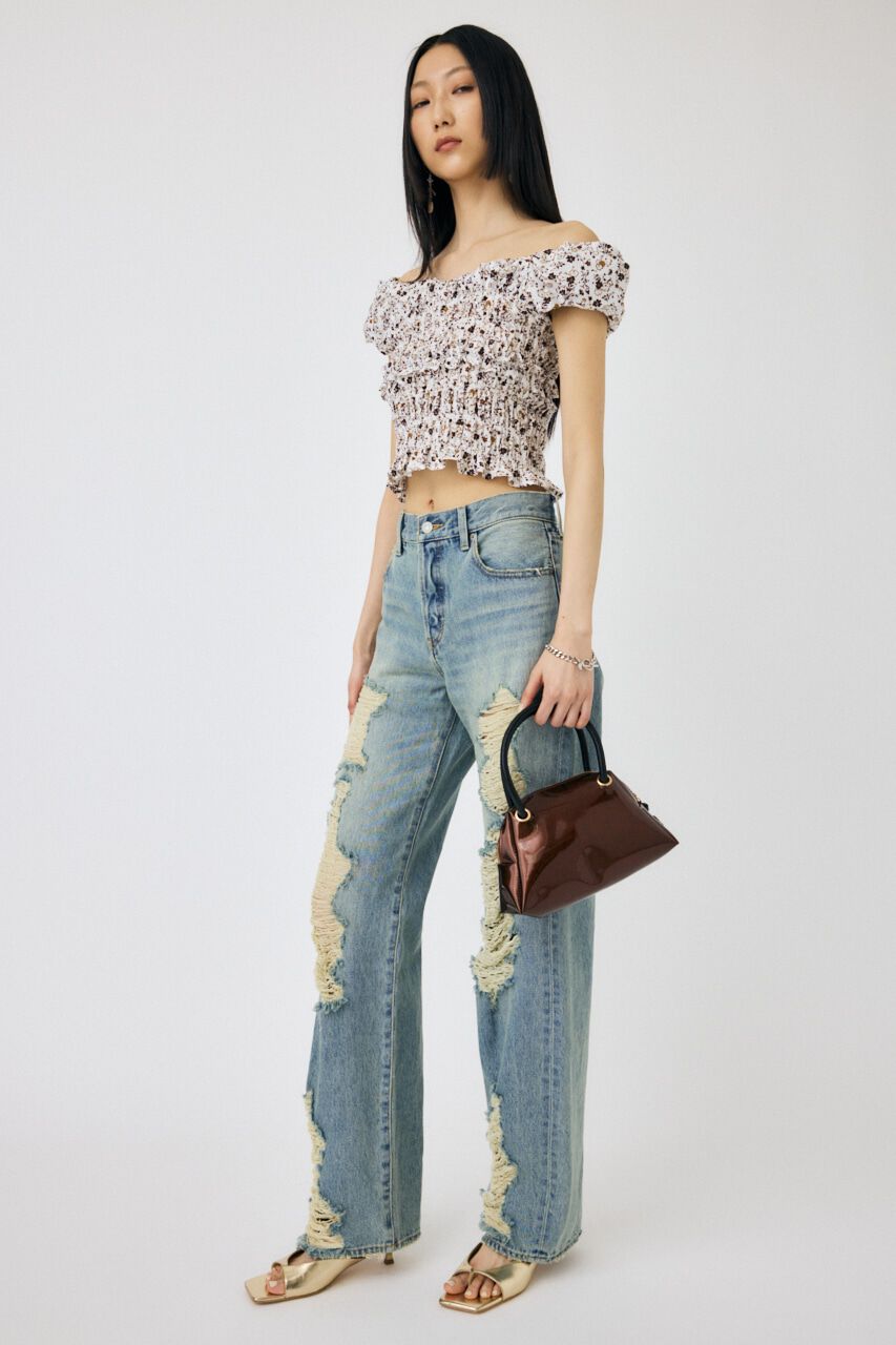 MOUSSY「HIGH DAMAGED STRAIGHT」|デニム|