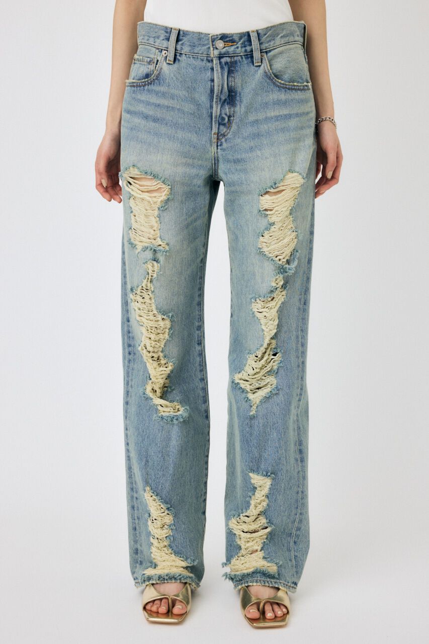 MOUSSY「HIGH DAMAGED STRAIGHT」|デニム|
