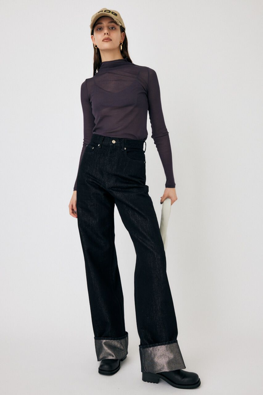 MOUSSY「GLITTER DENIM WIDE STRAIGHT」|デニム|