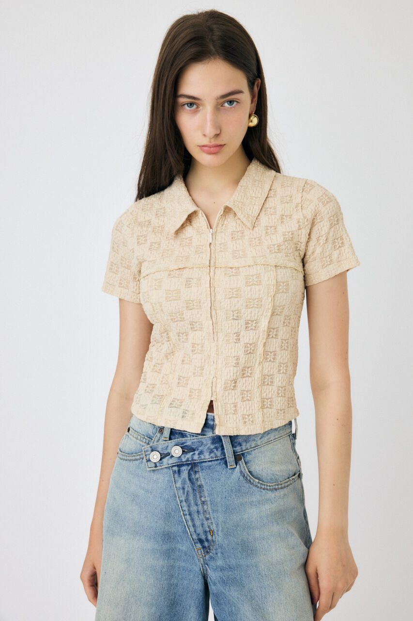 MOUSSY「LACY SWITCHING トップス」|Tシャツ・カットソー|L/BEG1