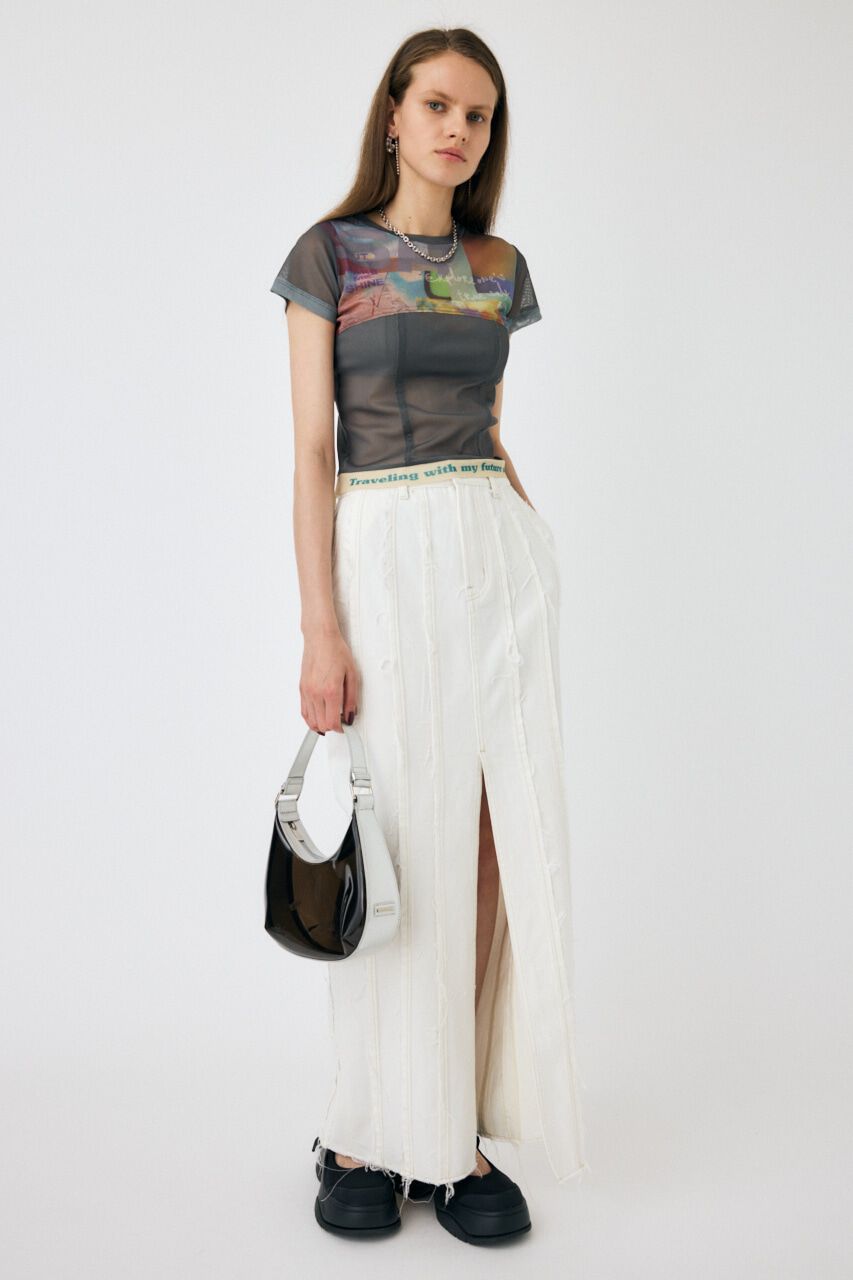 MOUSSY「SHEER SWITCHING プリントTシャツ」|Tシャツ・カットソー|