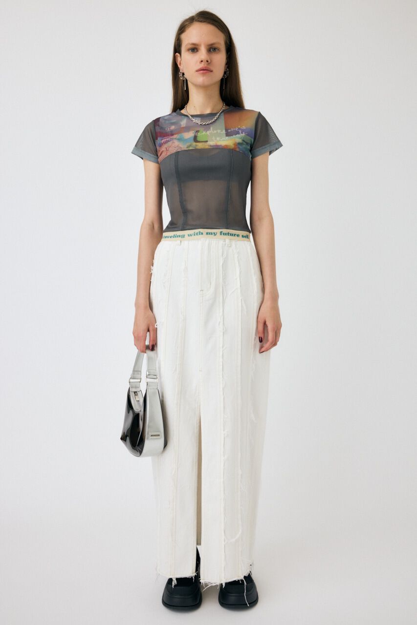 MOUSSY「SHEER SWITCHING プリントTシャツ」|Tシャツ・カットソー|