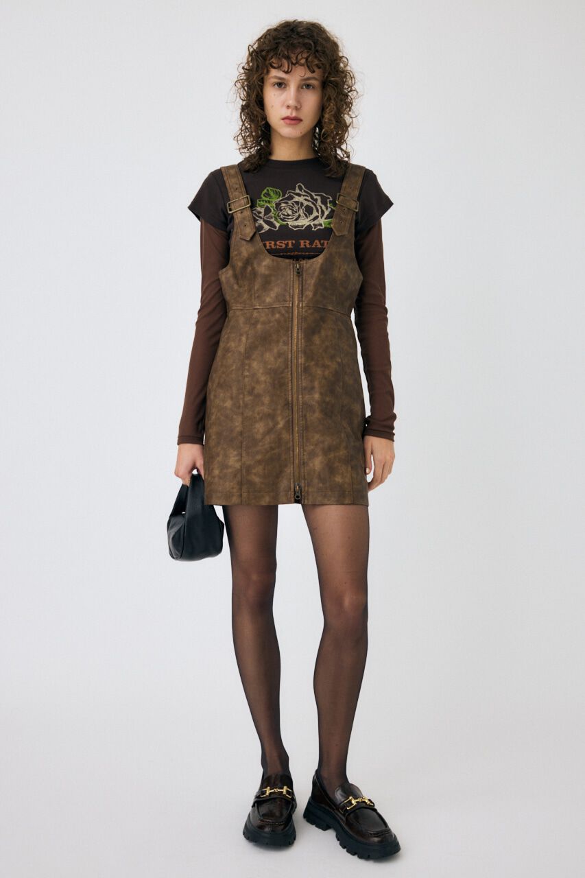 MOUSSY「FRONT ZIP ジャンパースカート」|ワンピース|BRN